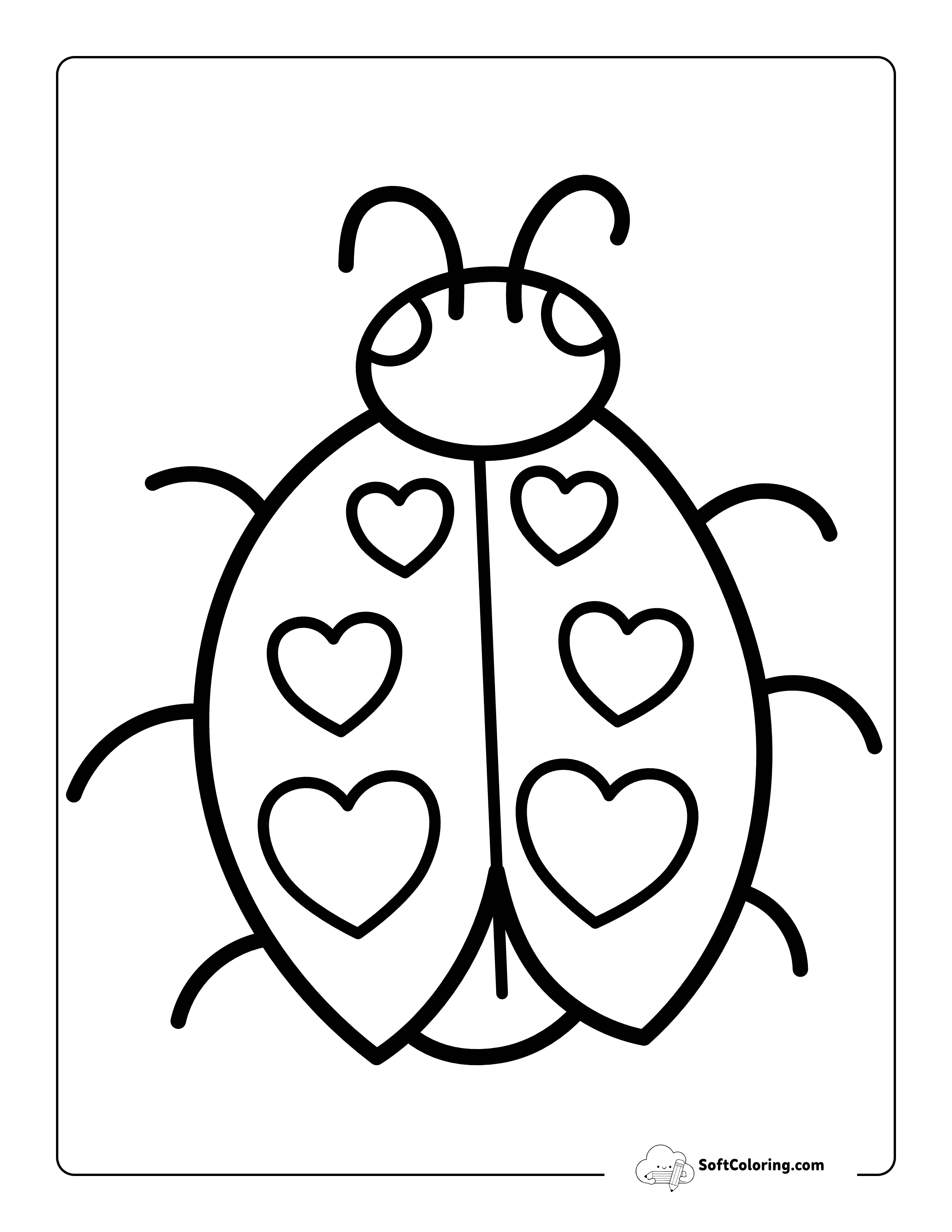 Easy Love-Bug Ladybug Coloring Sheet