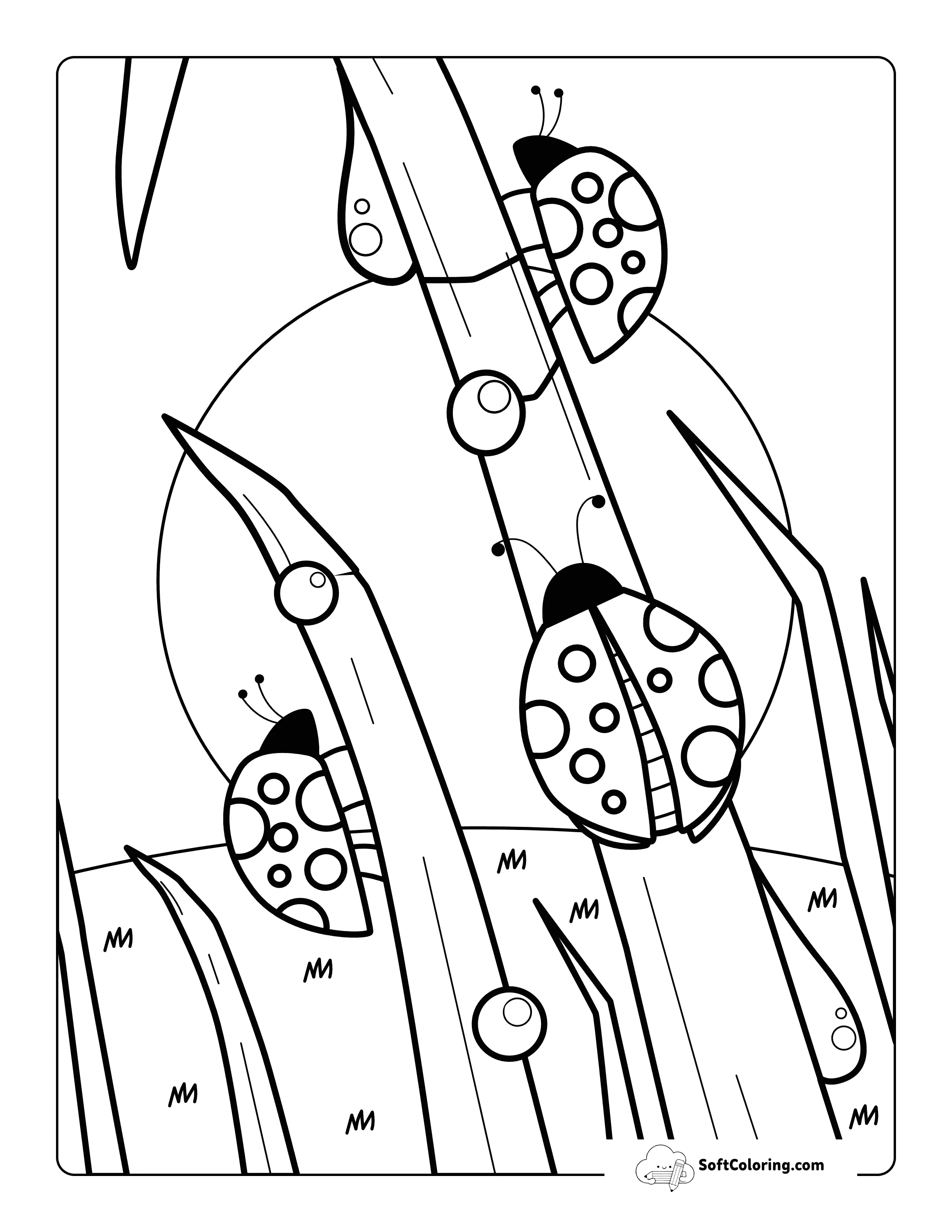 Cute Ladybugs Coloring Sheet Printable