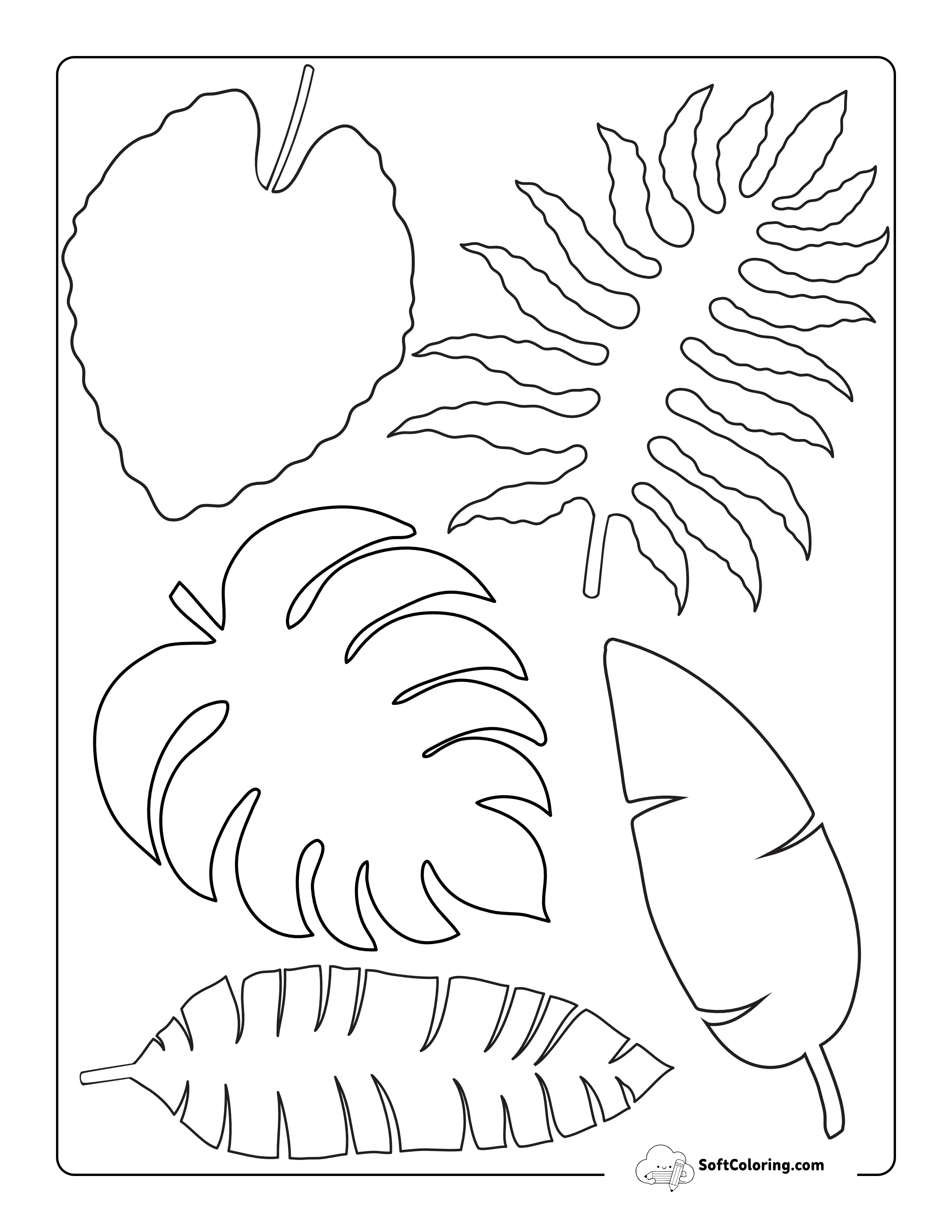 Tropical Leaves Template (Incl. Monstera, Fern, Banana)