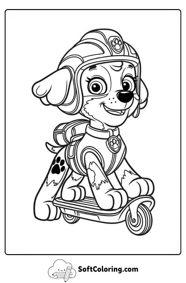 Marshall Rides A Skateboard Coloring Page