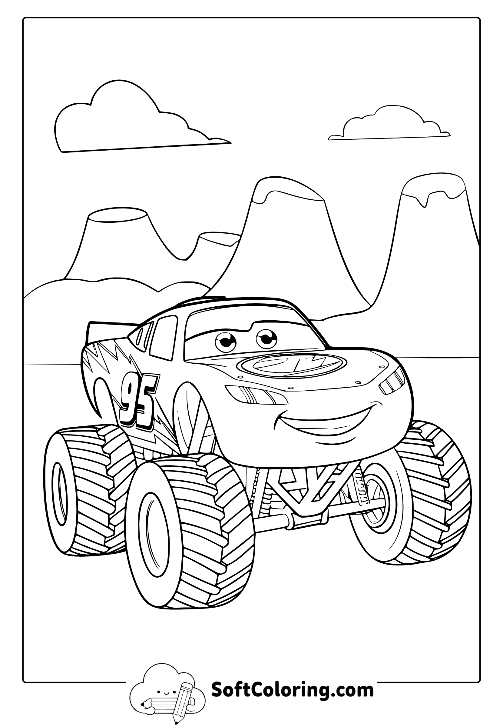 lightning mcQueen monster truck coloring page