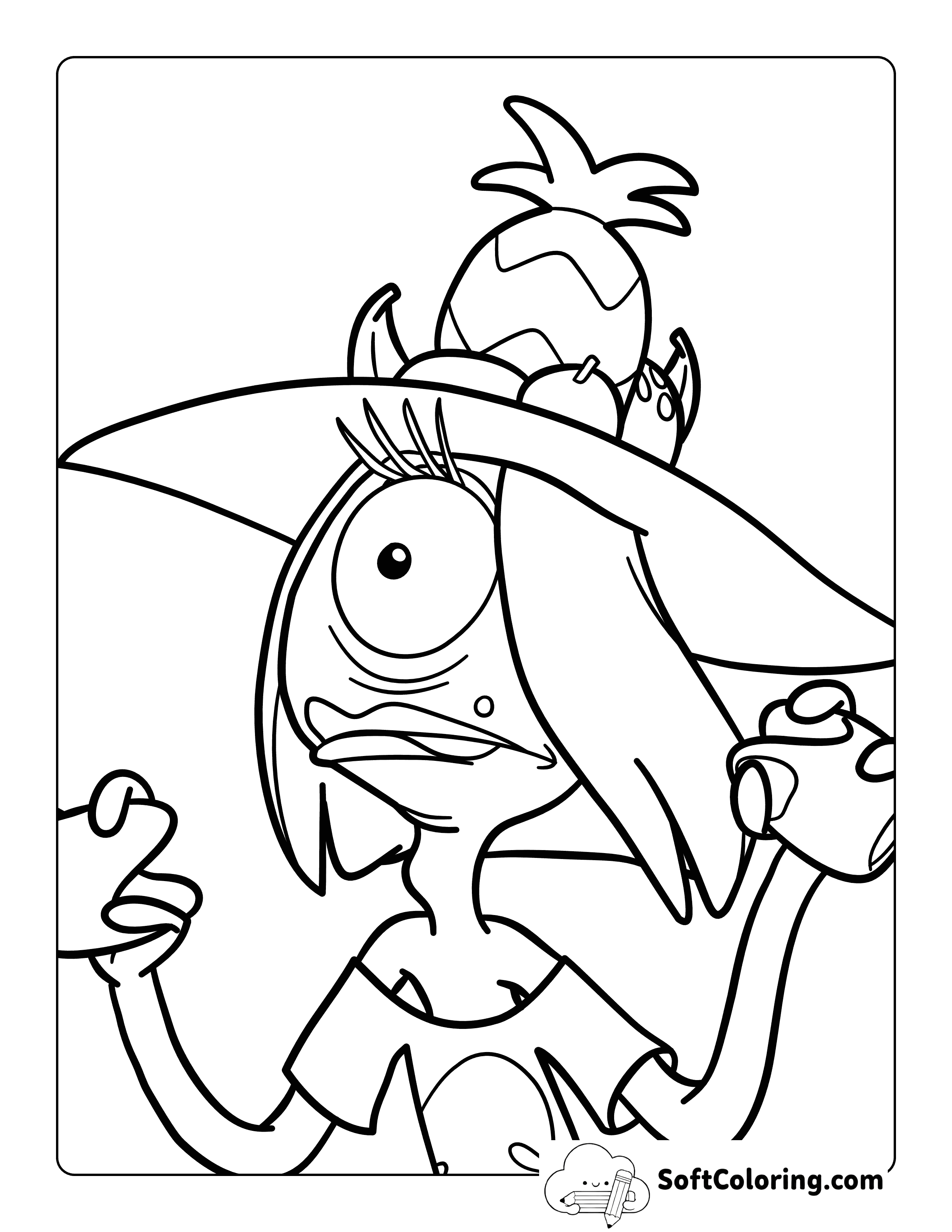 Pleakley-Inspired Alien Coloring Page for Kids