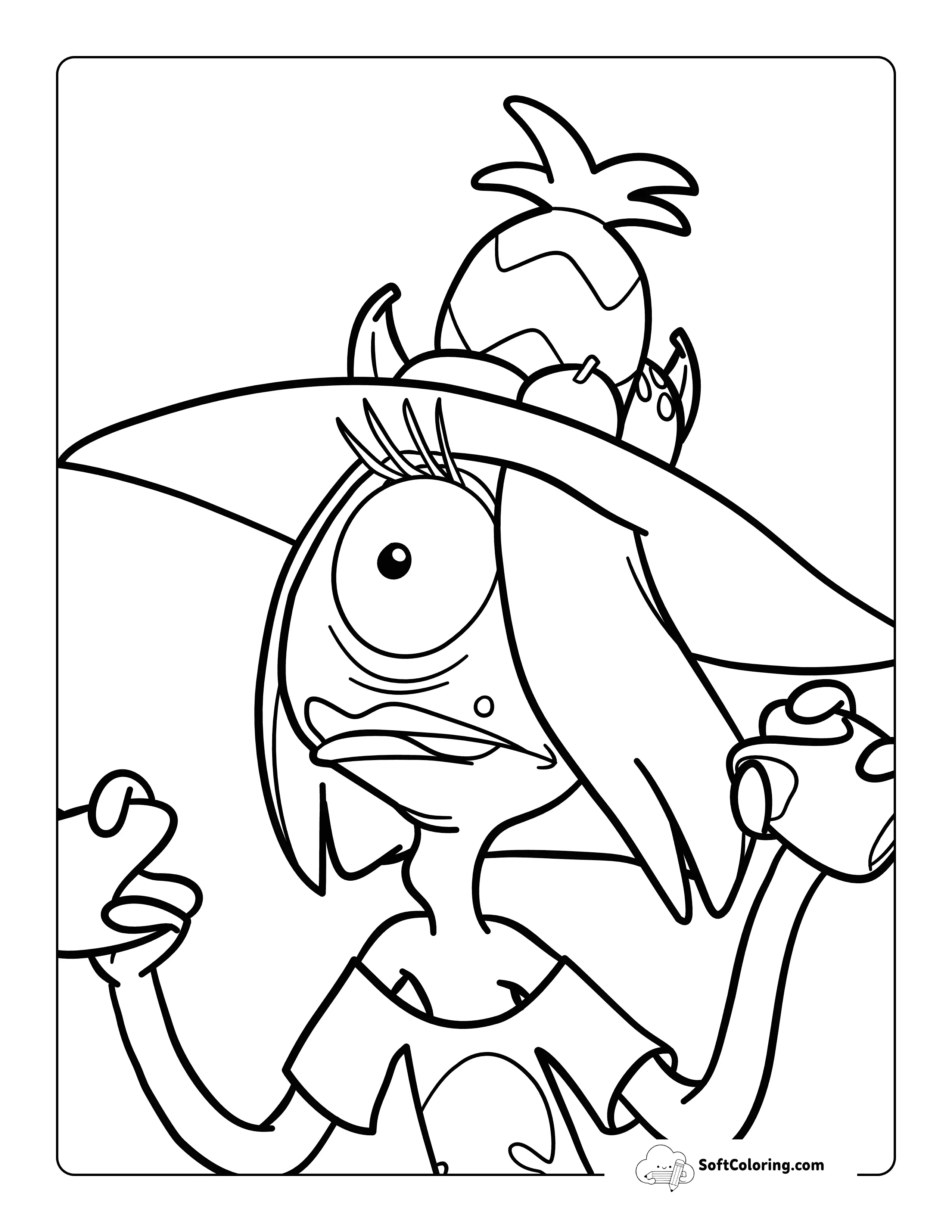Pleakley-Inspired Alien Coloring Page For Kids