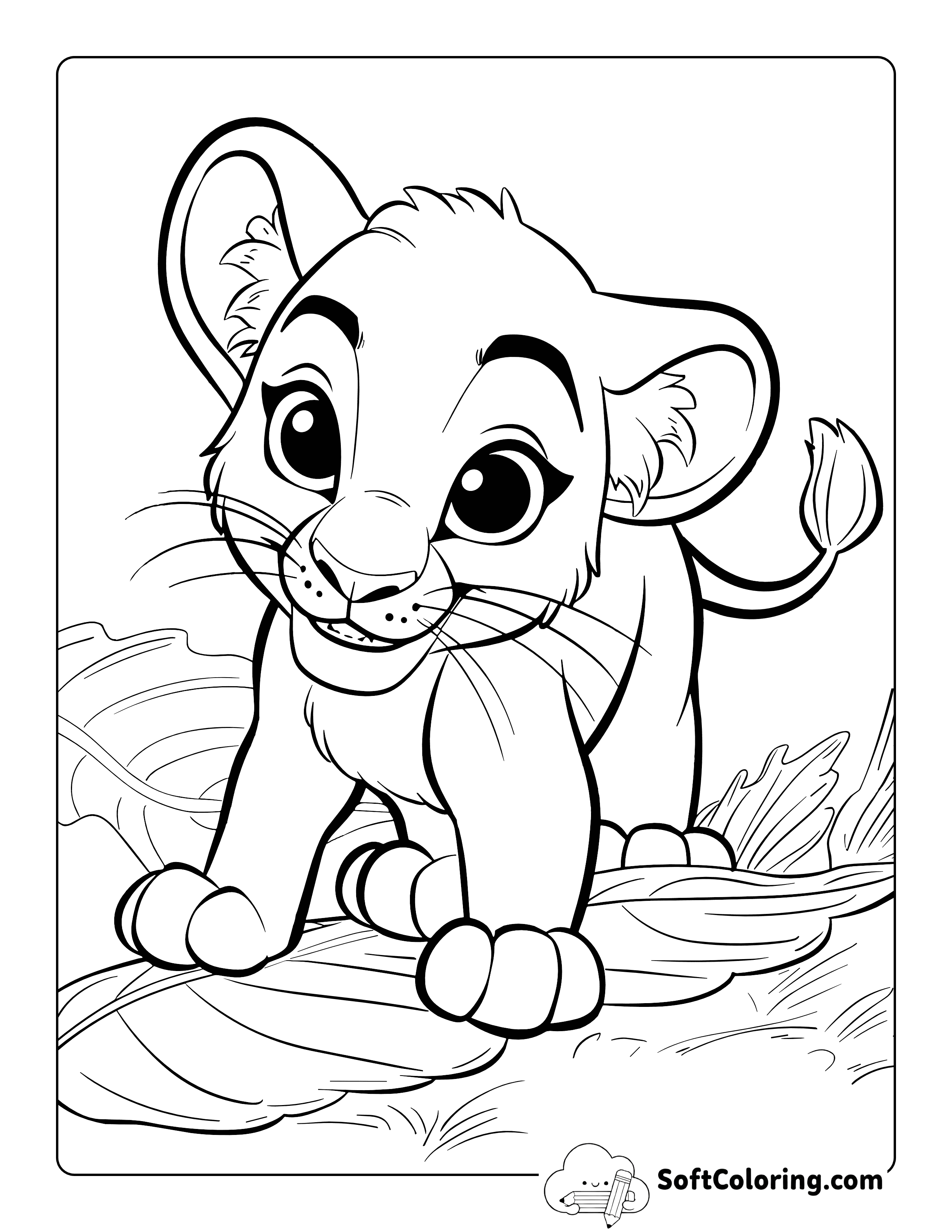 Cute Baby Lion Coloring Page