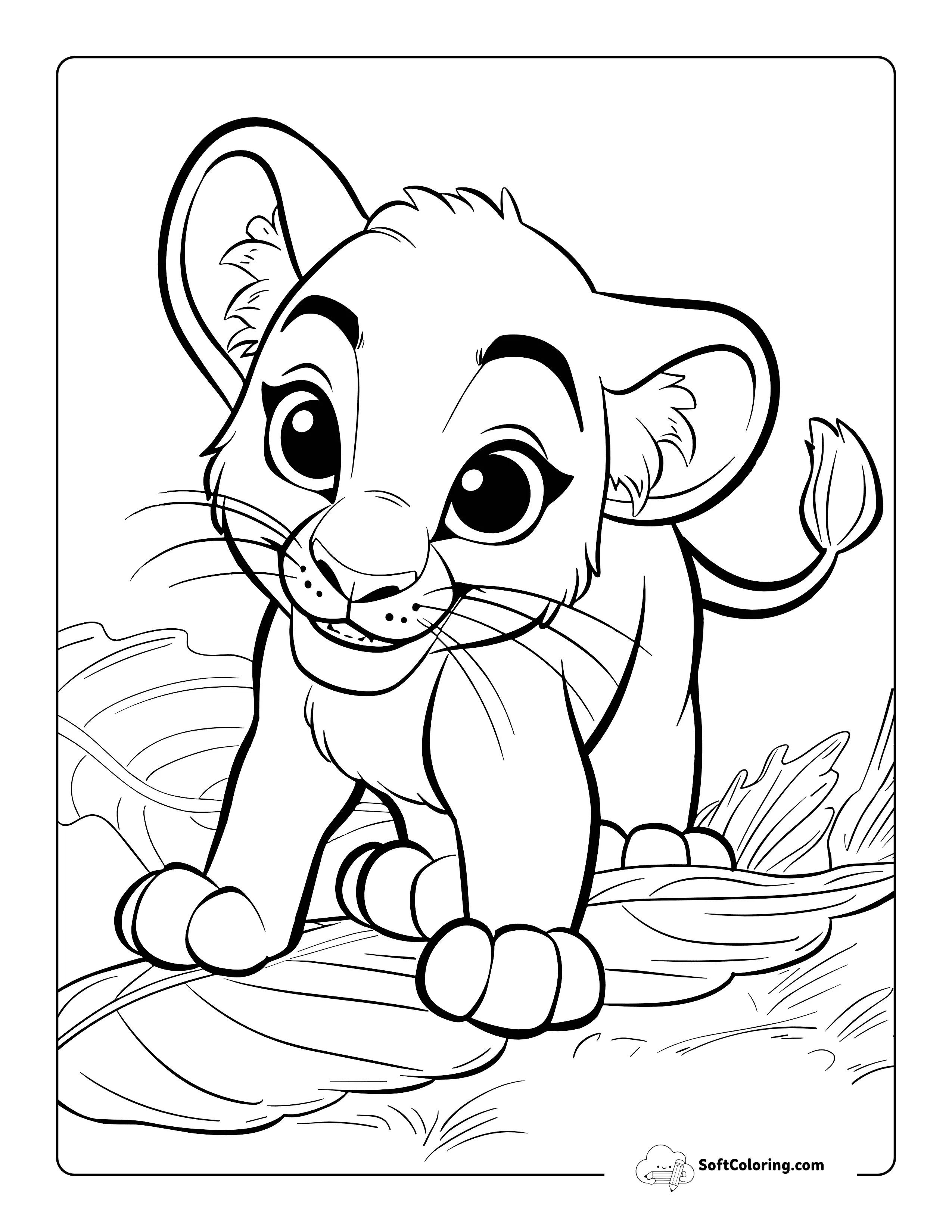 Cute Baby Lion Coloring Page