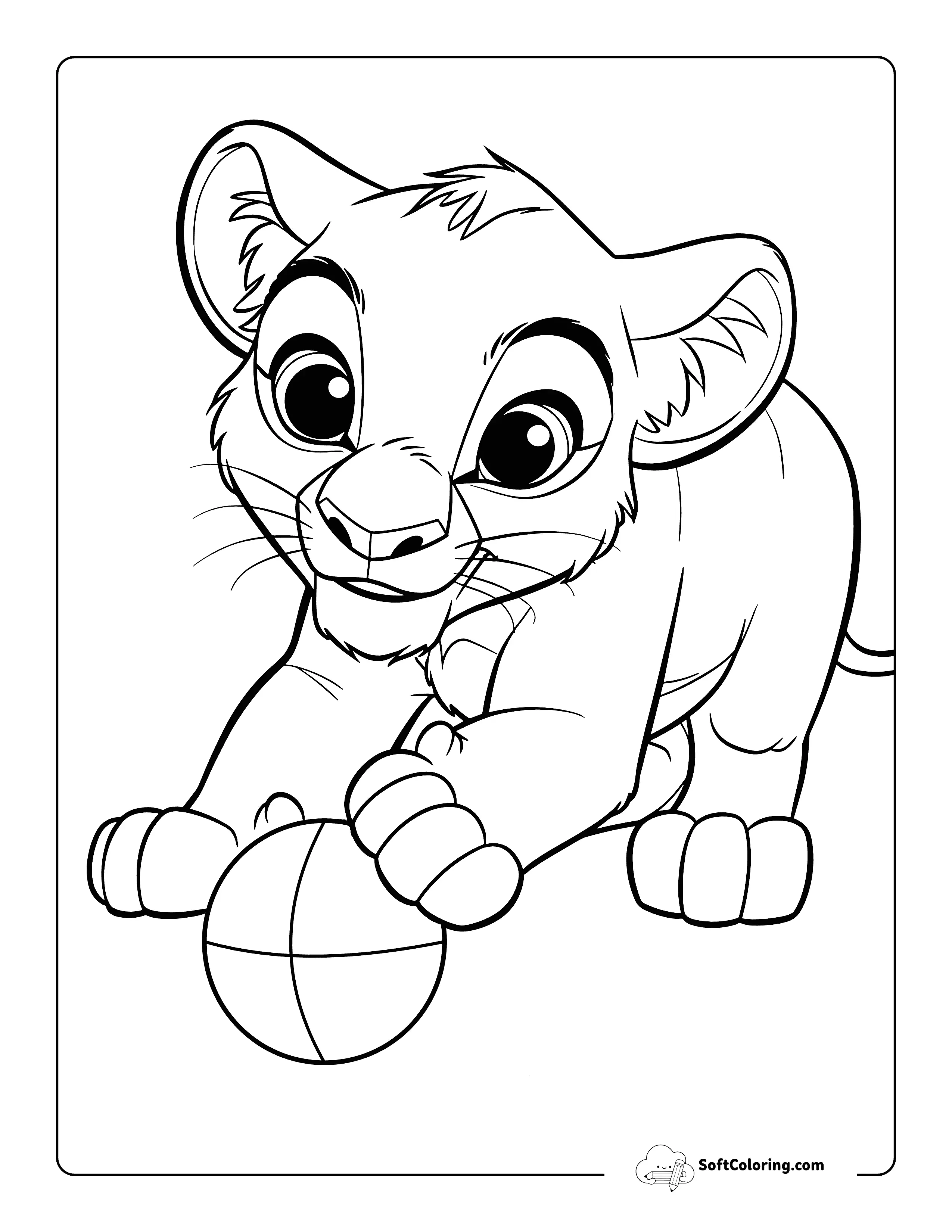 Lion Playing With Ball Coloring Sheet