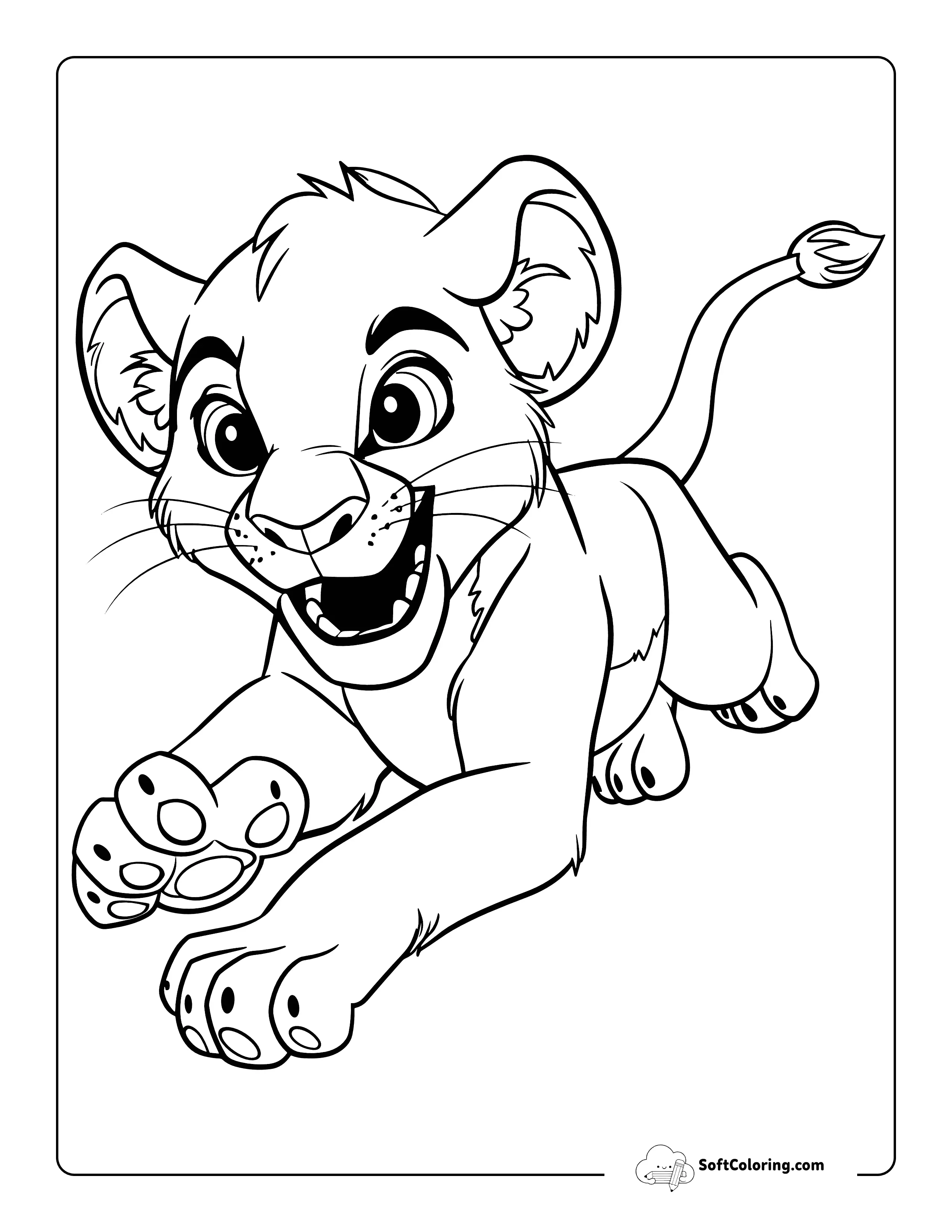 Pouncing Baby Lion Coloring Page