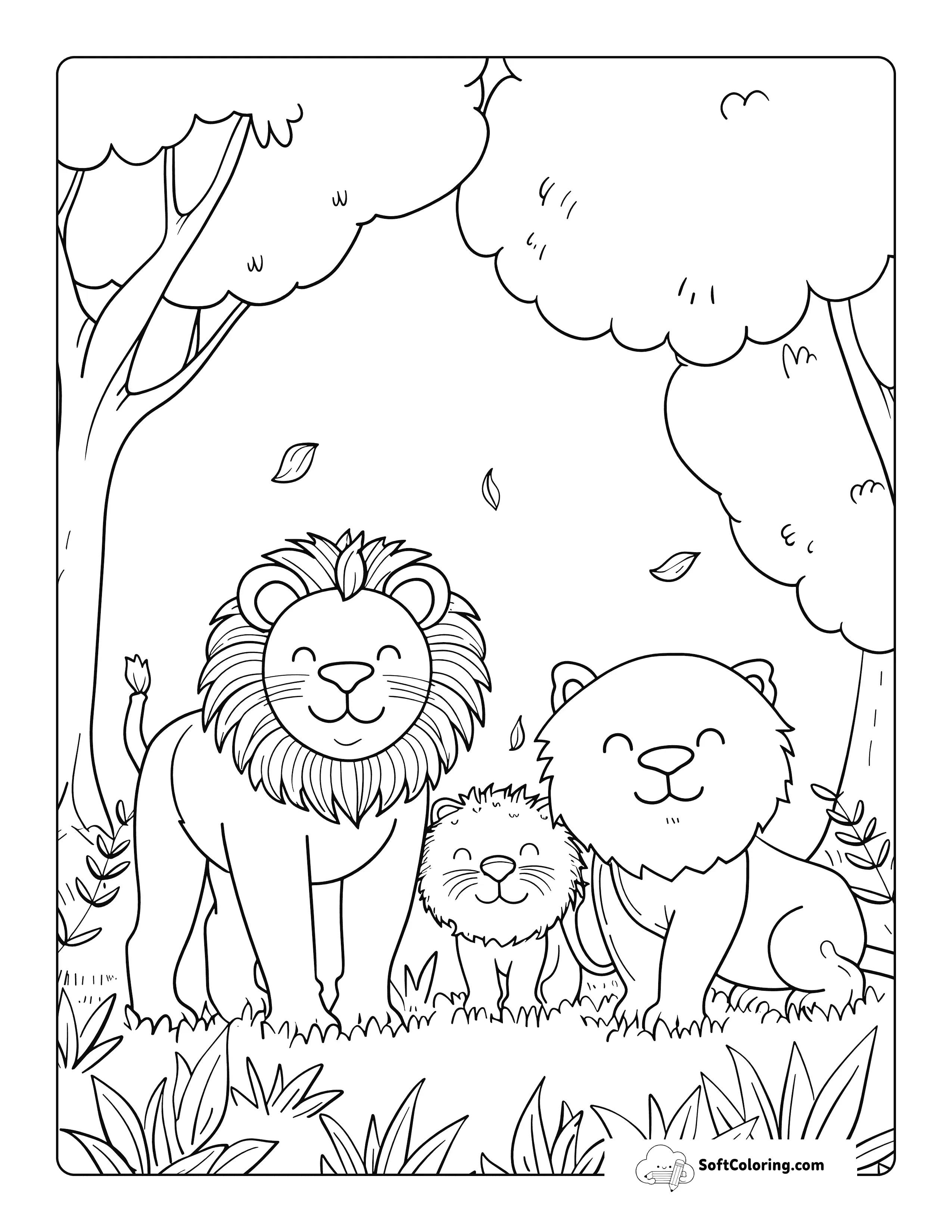 Easy Lion Family For Preschoolers To Color