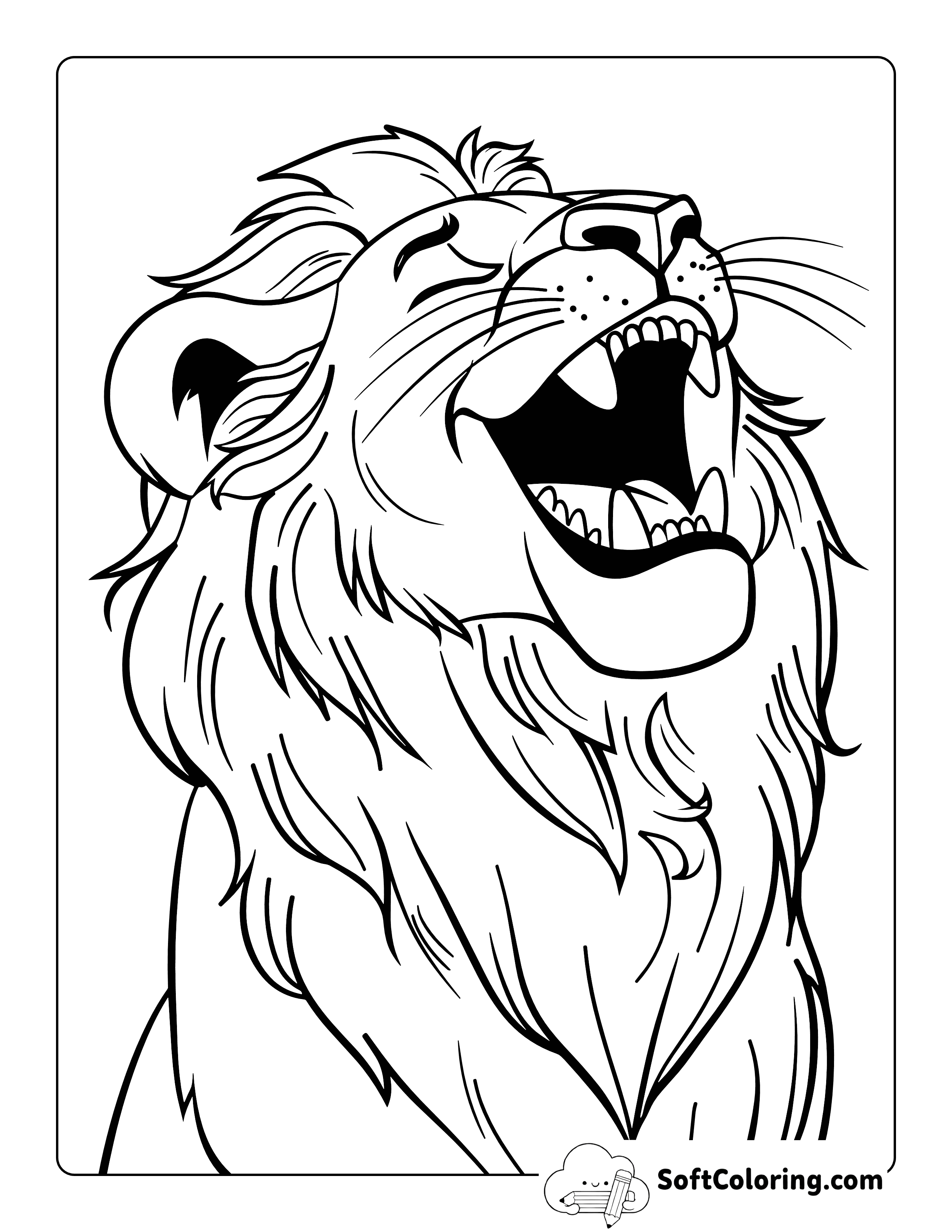 Happy Lion Easy Coloring Page Printable