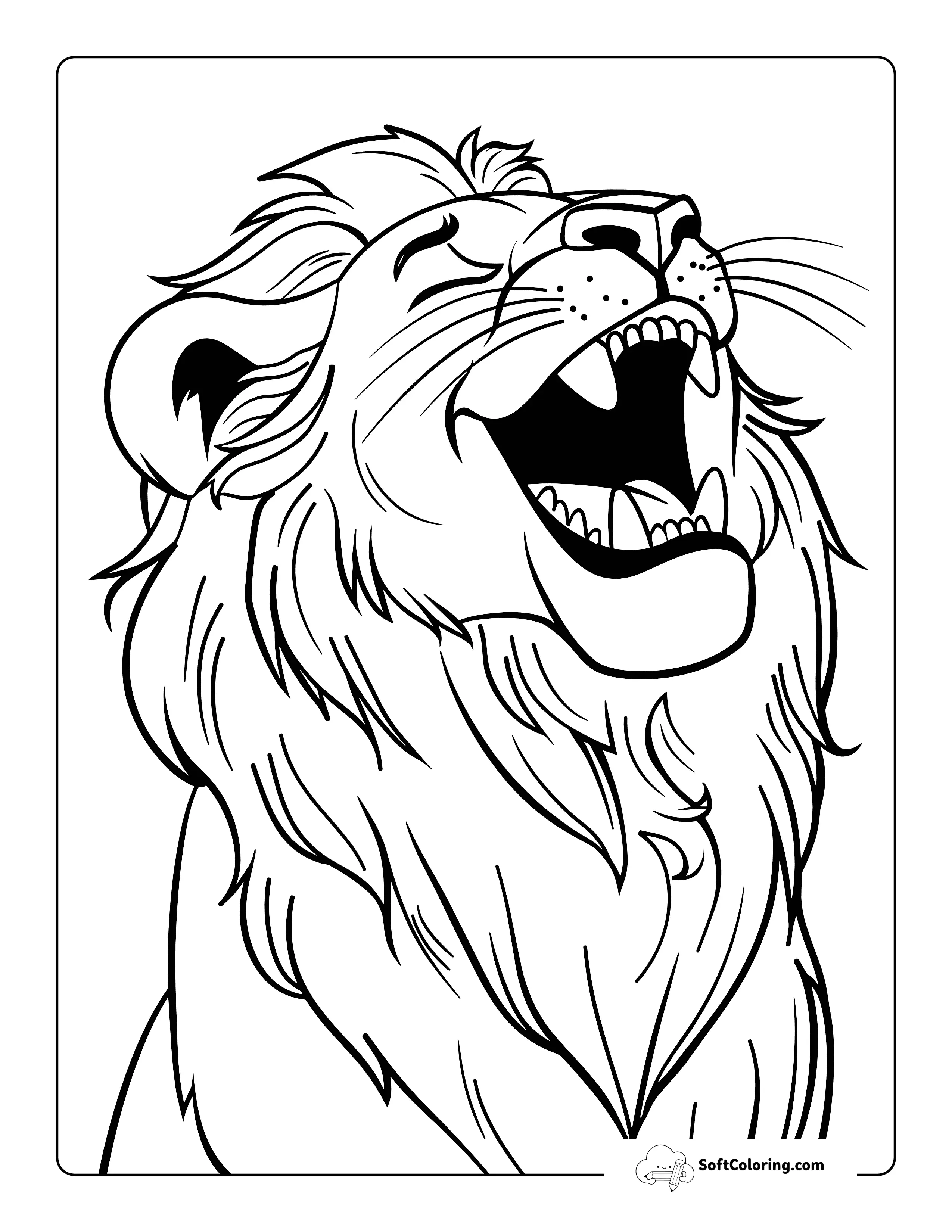 Happy Lion Easy Coloring Page Printable