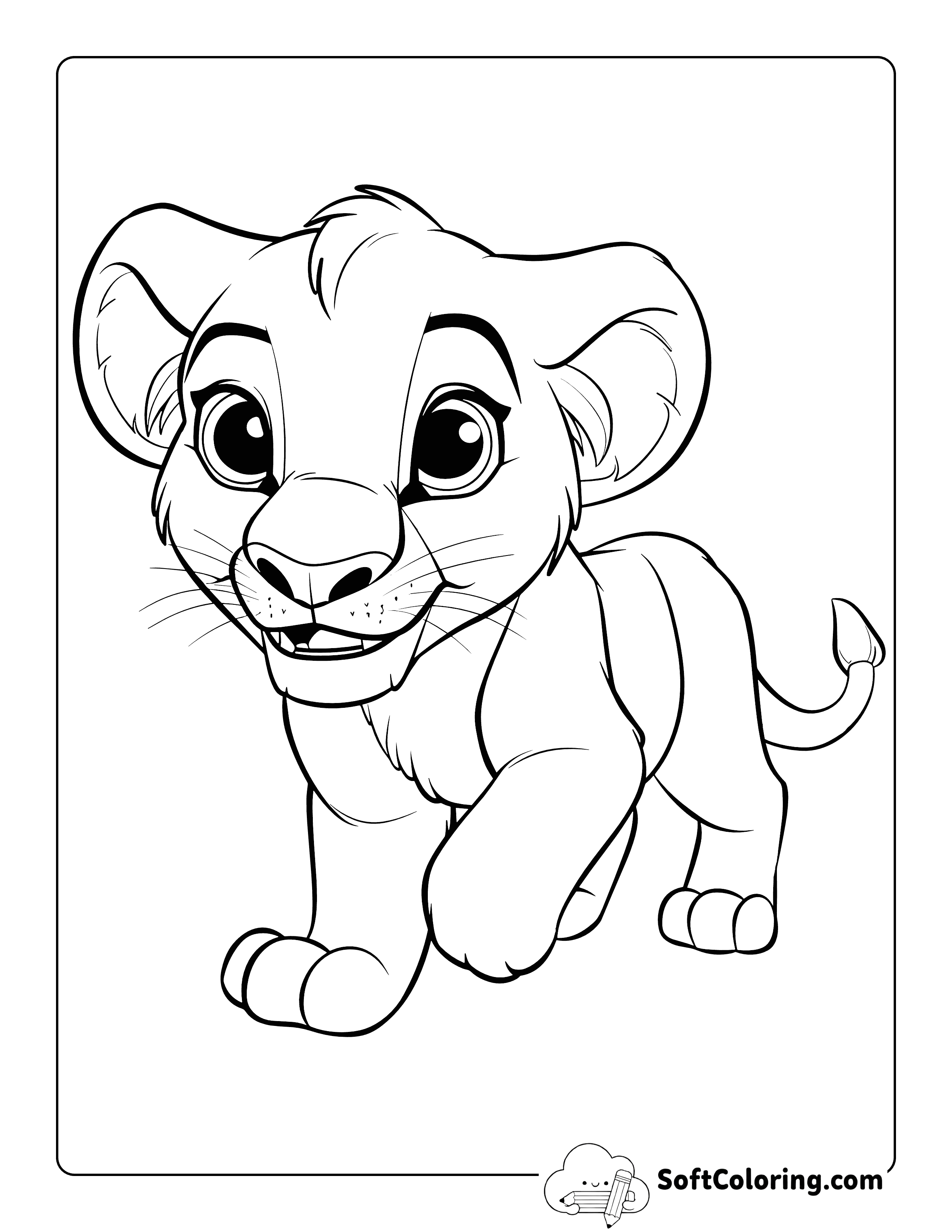 Cute Baby Lion Coloring Page for Kids