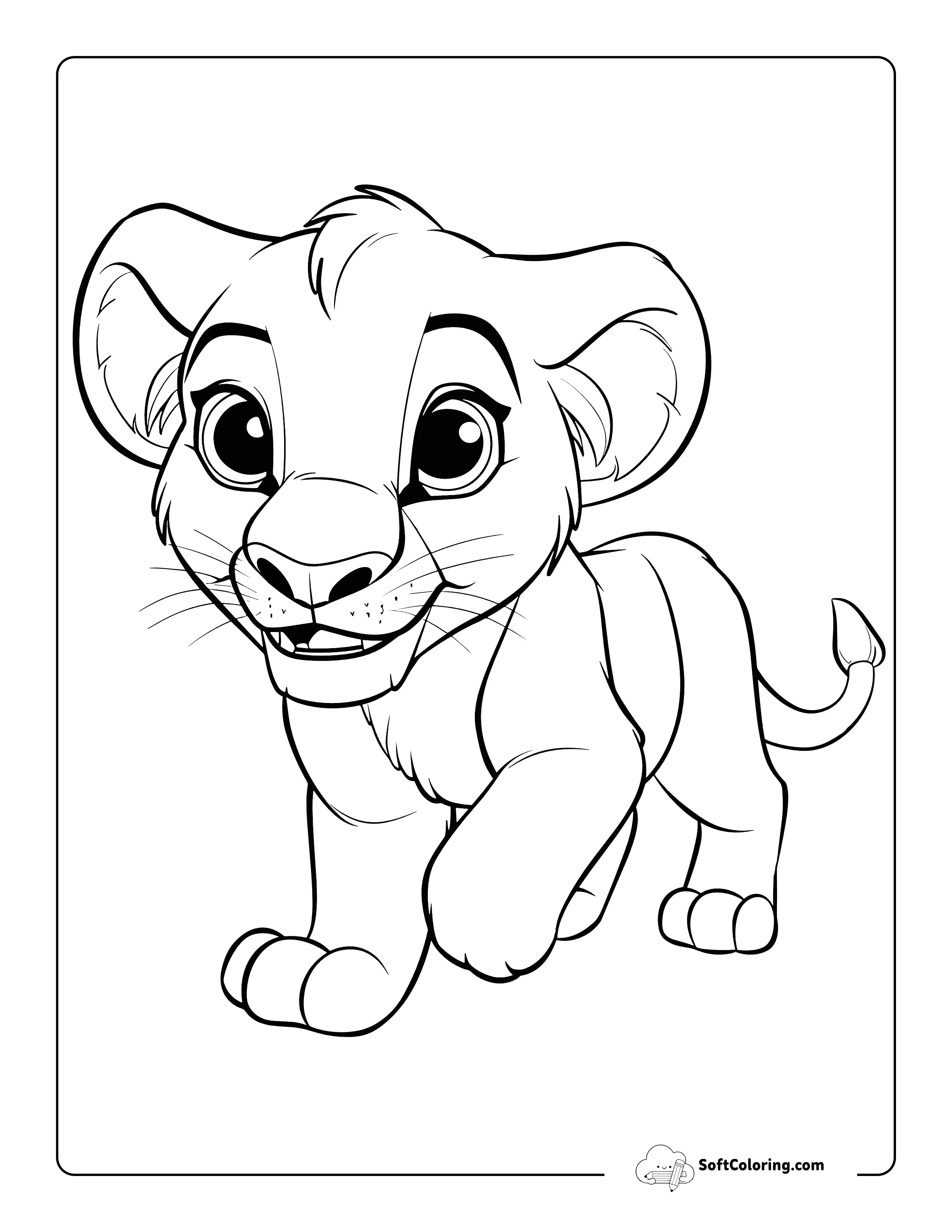 Cute Baby Lion Coloring Page For Kids