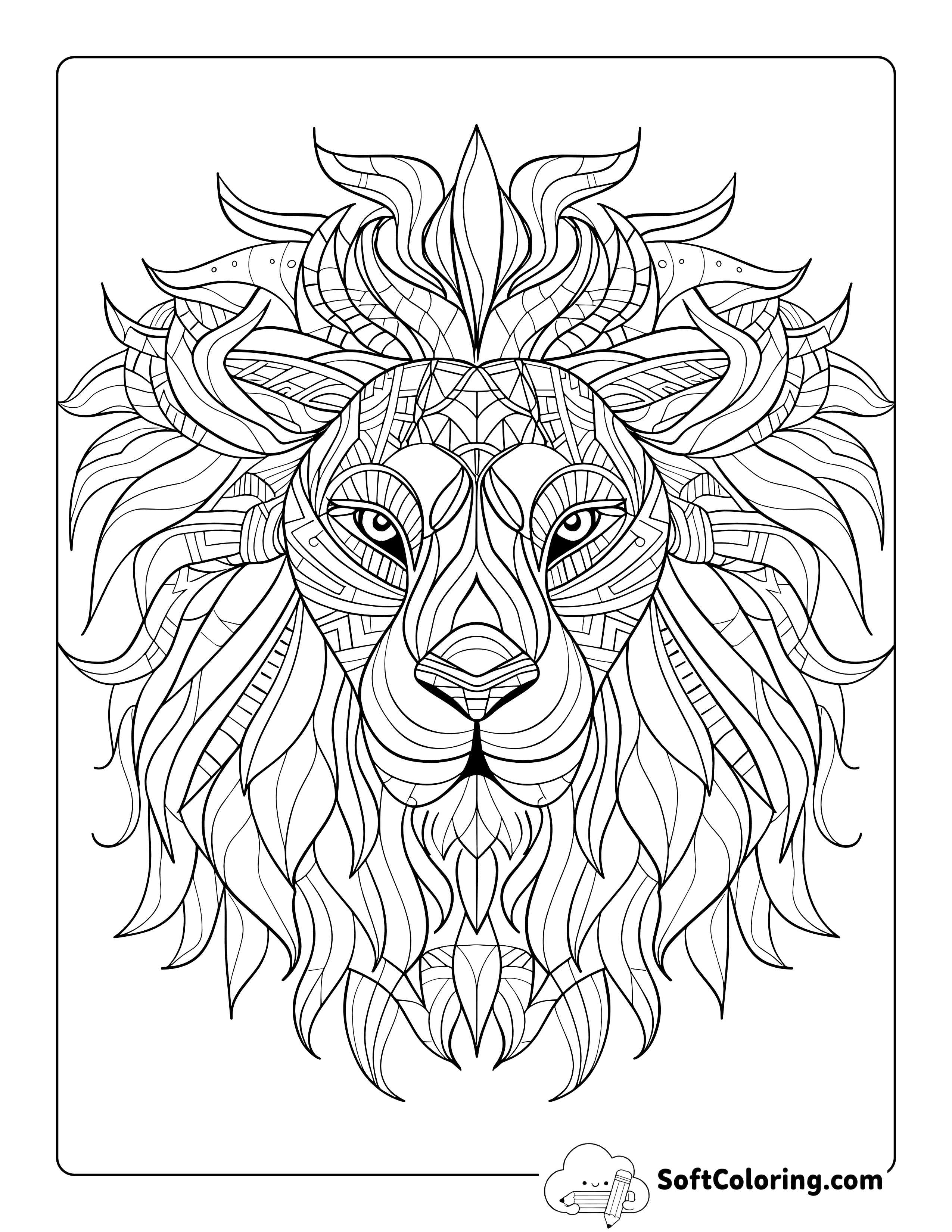 Lion Mandala Coloring Page for Adults