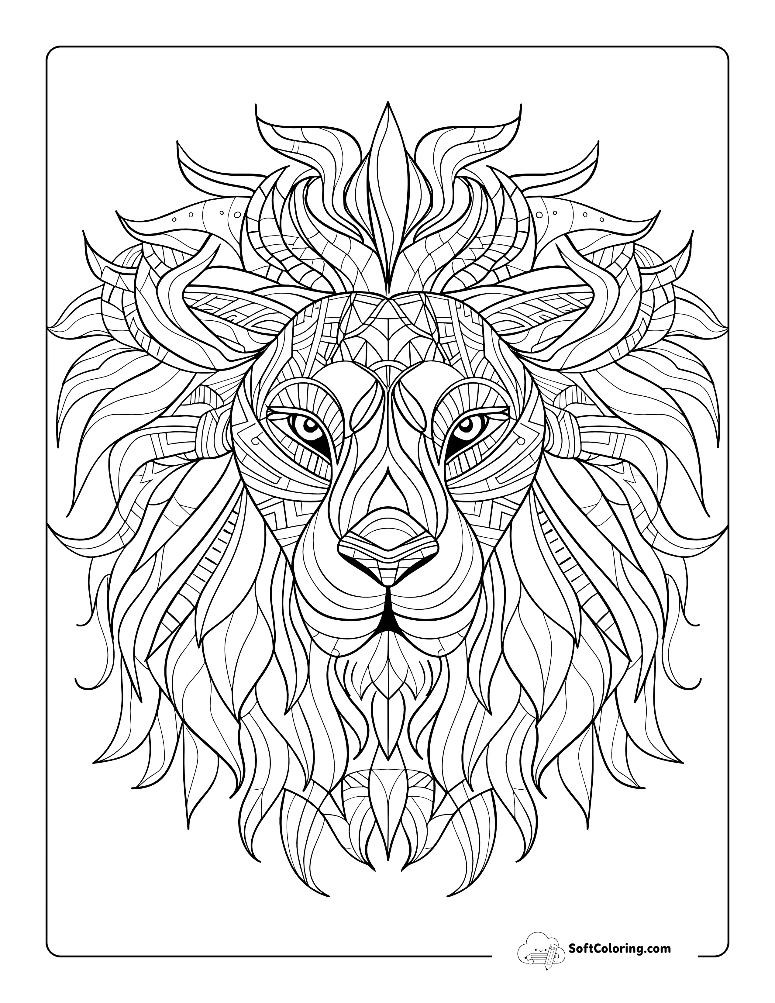 Lion Mandala Coloring Page For Adults