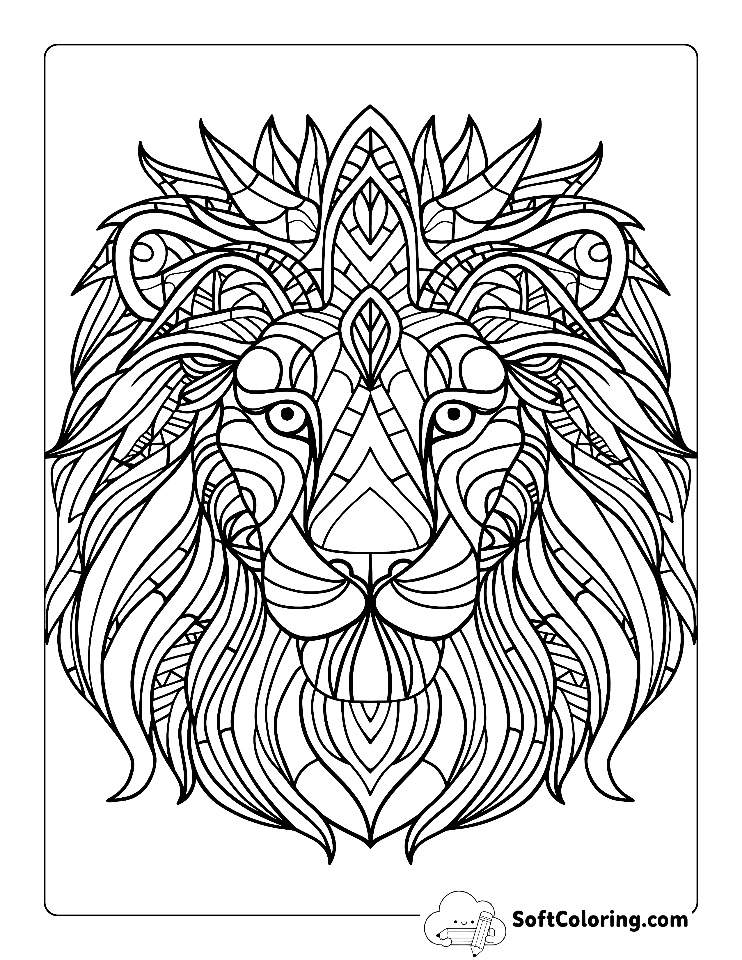 Relaxing Mandala Lion Coloring Page for Adults