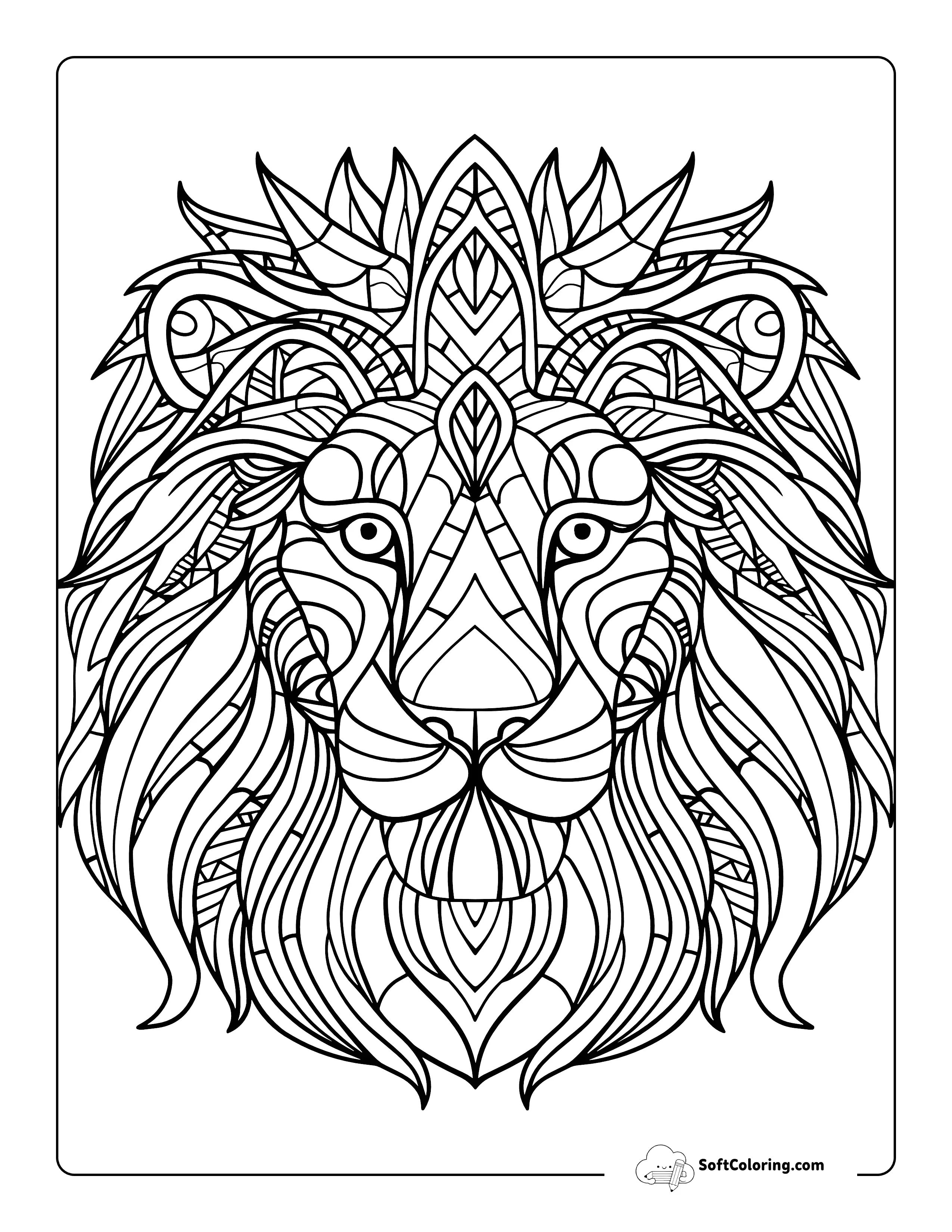 Relaxing Mandala Lion Coloring Page For Adults