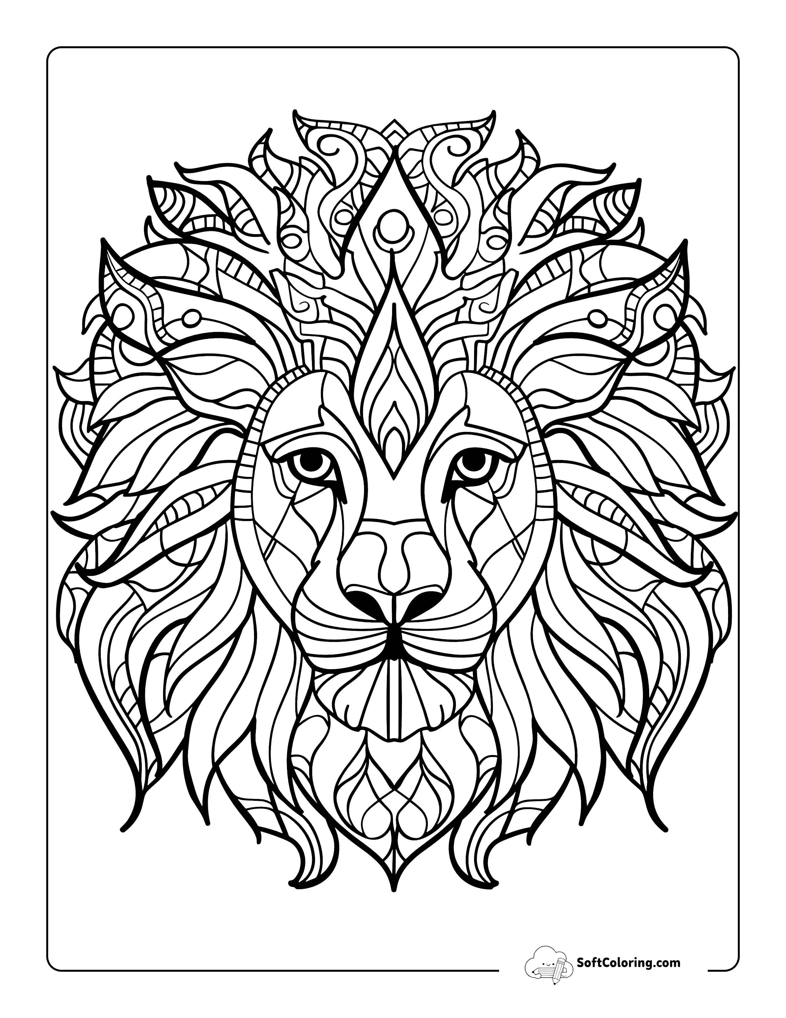 Intricate Mandala Lion Coloring Sheet For Teens And Adults