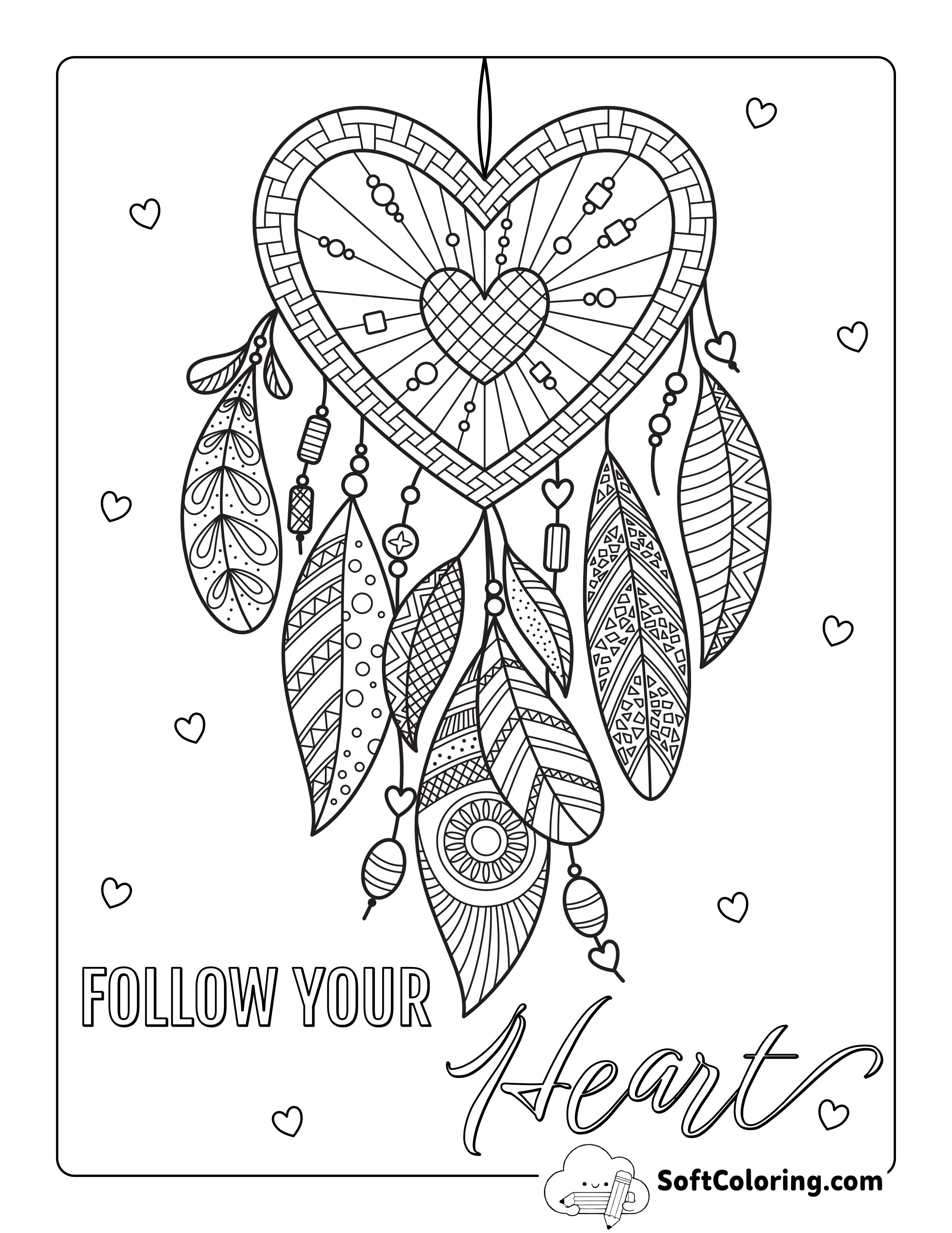 "Follow Your Heart" Love Coloring Sheet for Teens