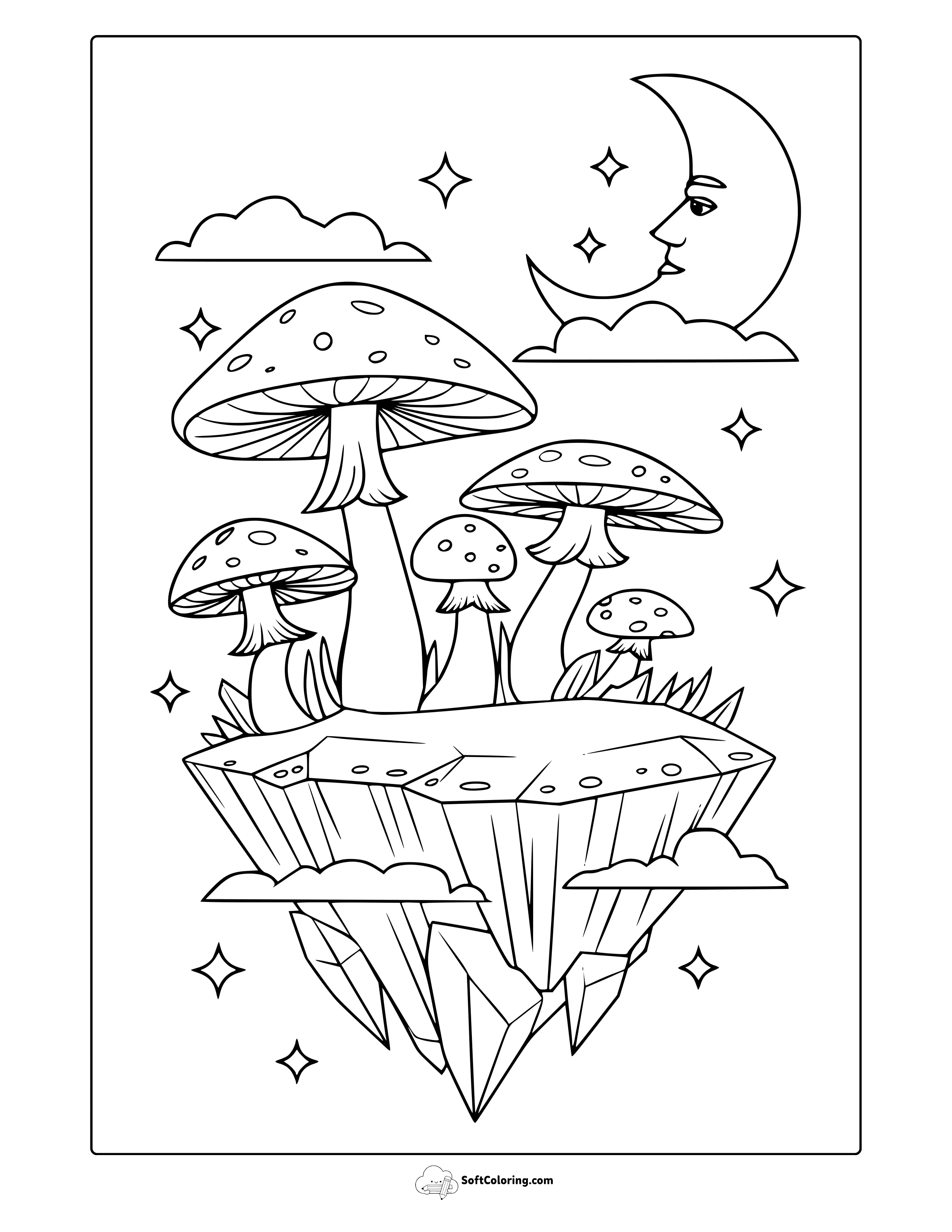 Magic Mushroom Planet Coloring Page
