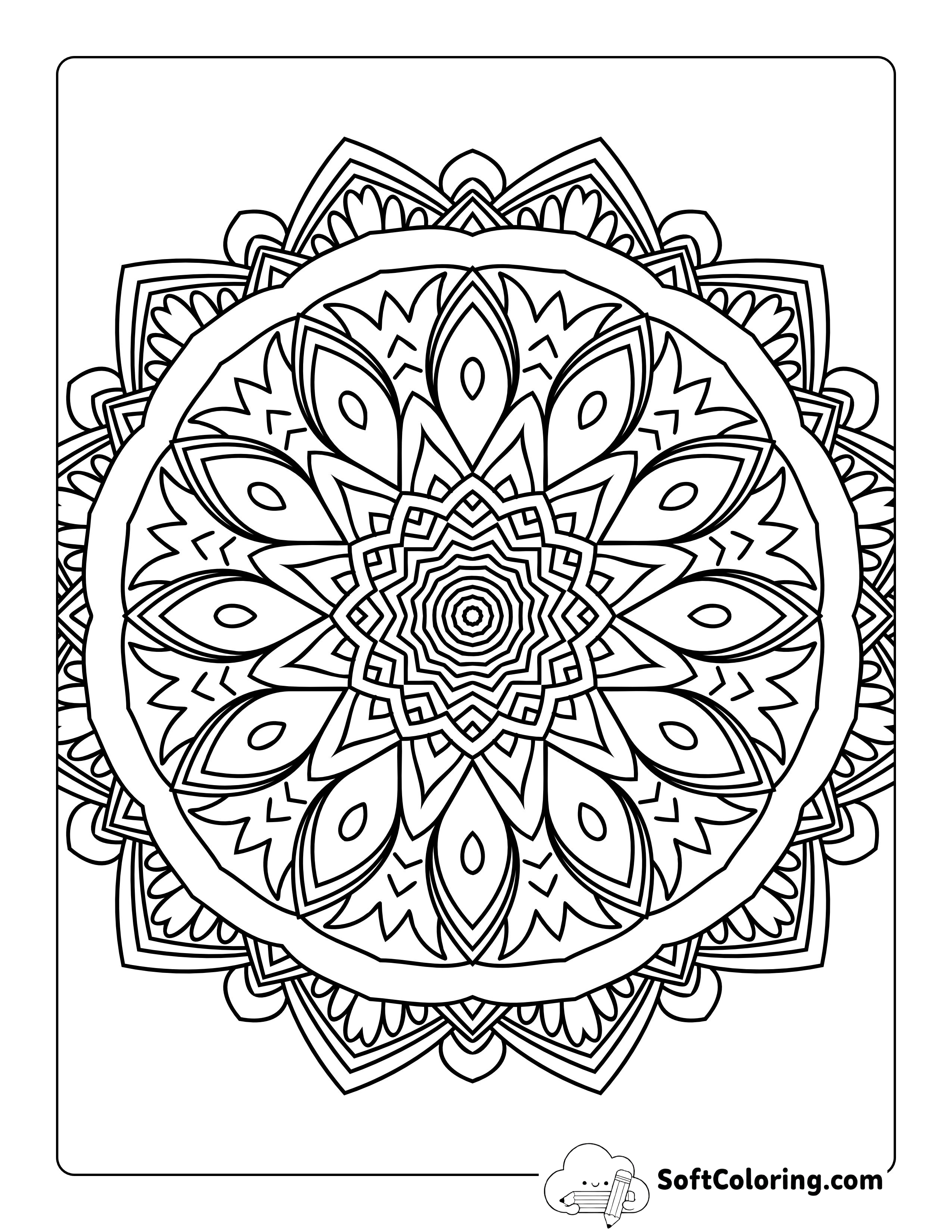 Geometric Mandala Coloring Sheet