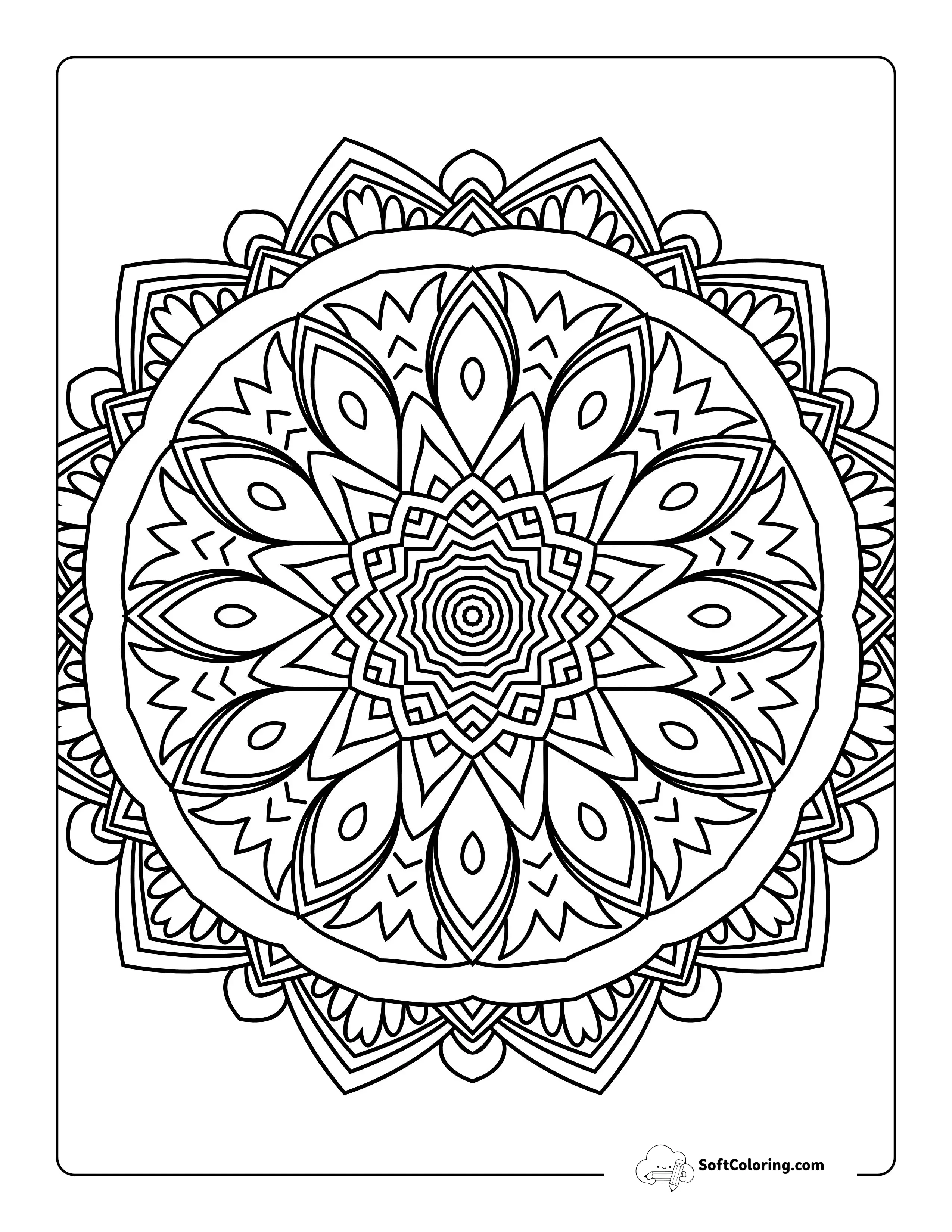Geometric Mandala Coloring Sheet