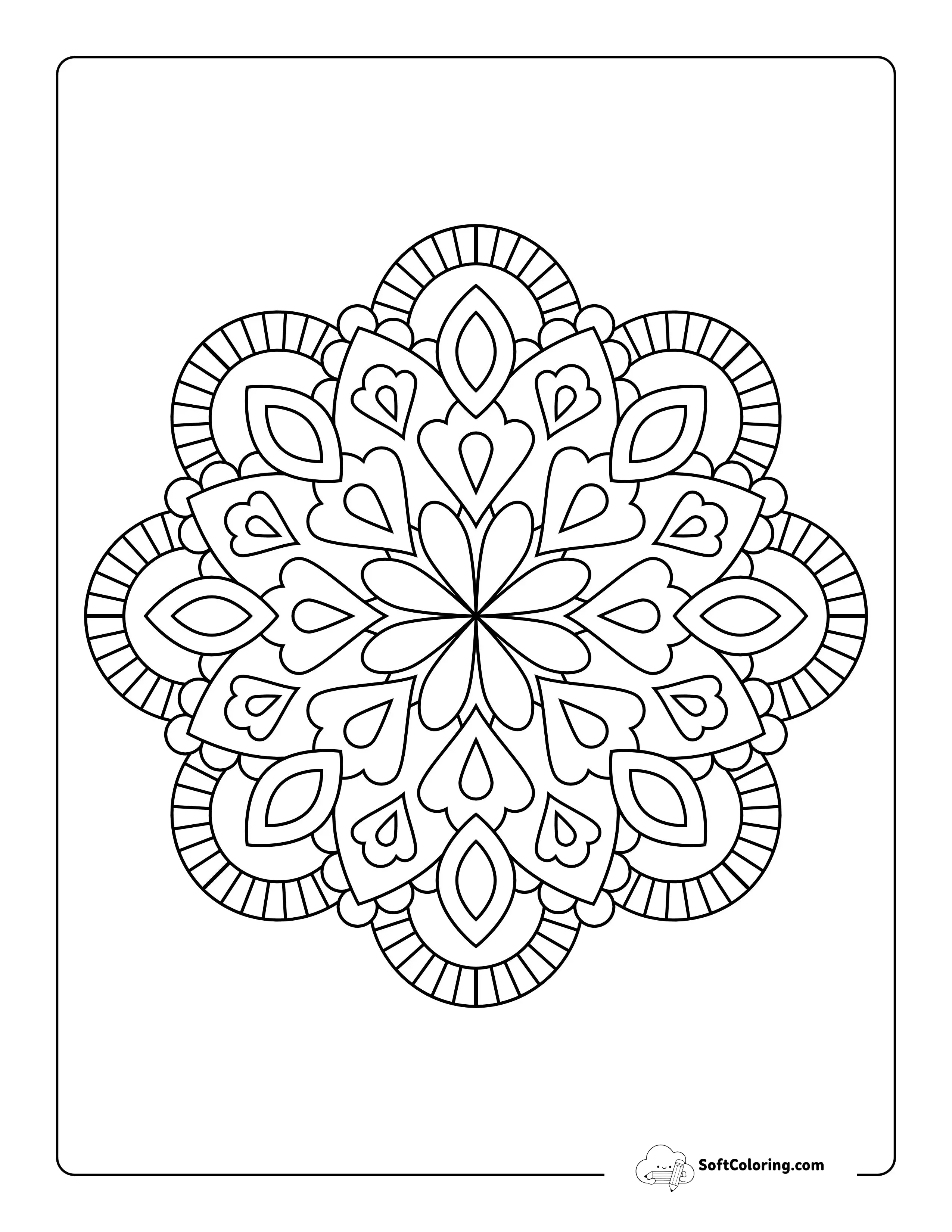 Patterned Mandala Picture To Color