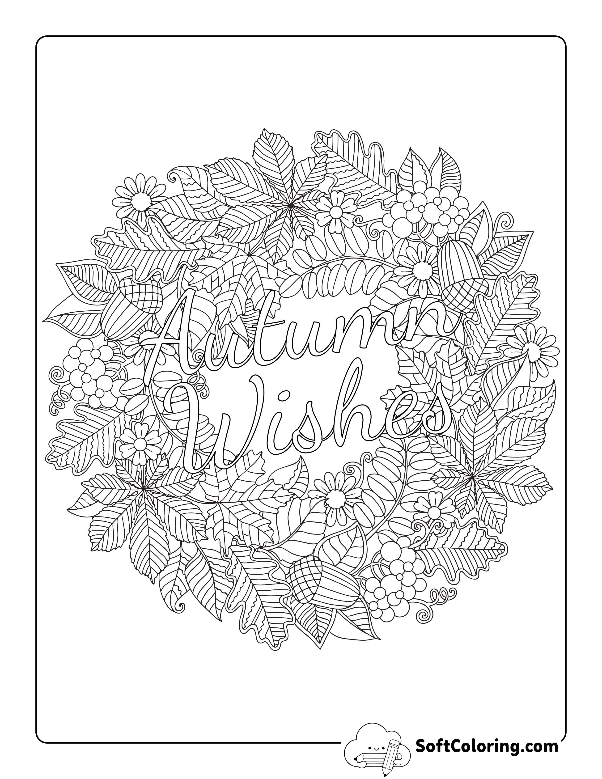 Autumn Wreath Mandala to Color
