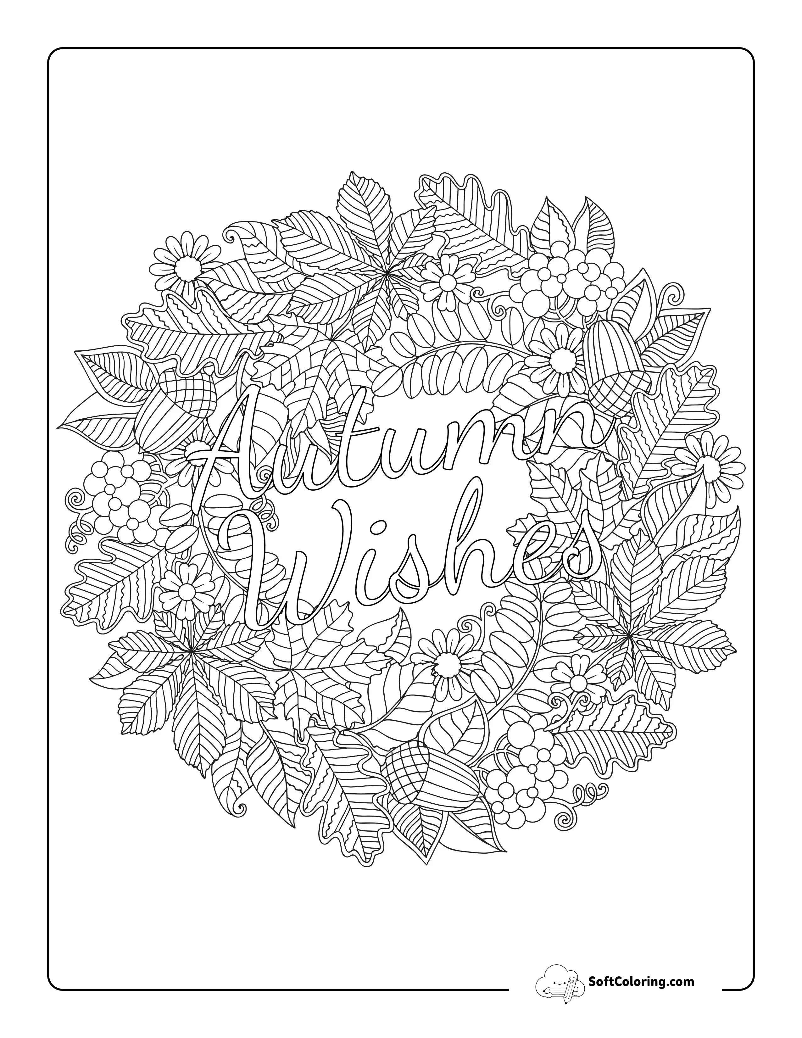 Autumn Wreath Mandala To Color