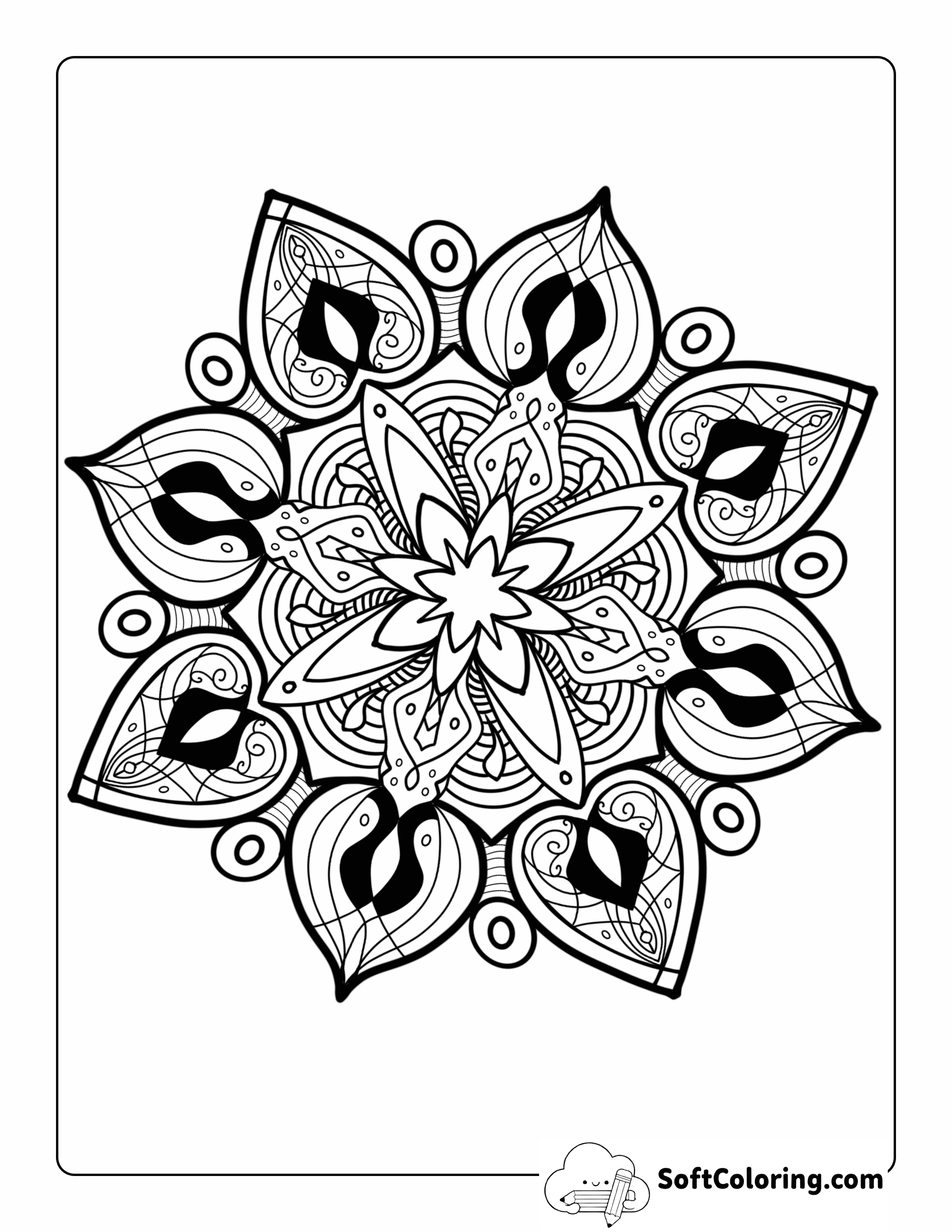 Easy Arabesque Mandala to Color