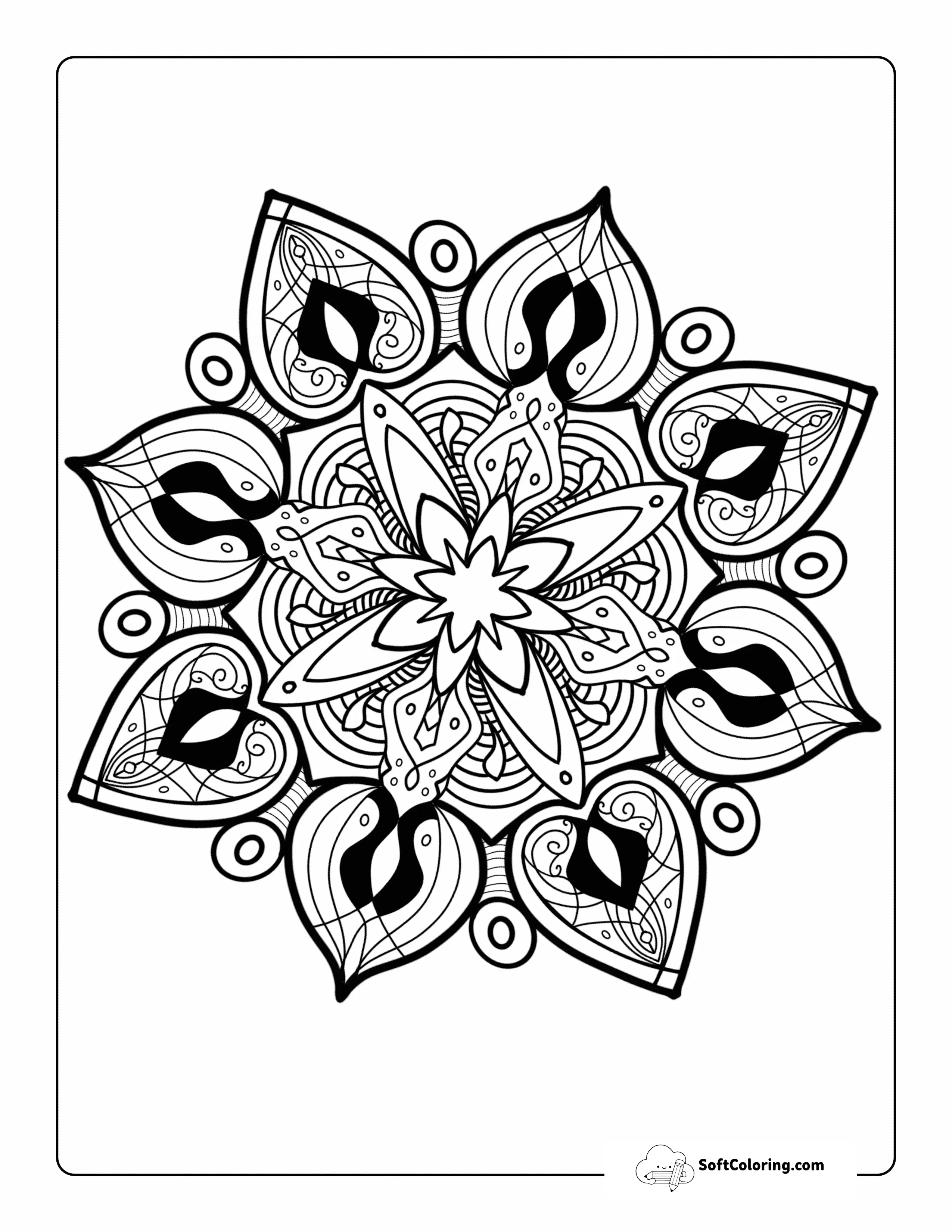 Easy Arabesque Mandala To Color