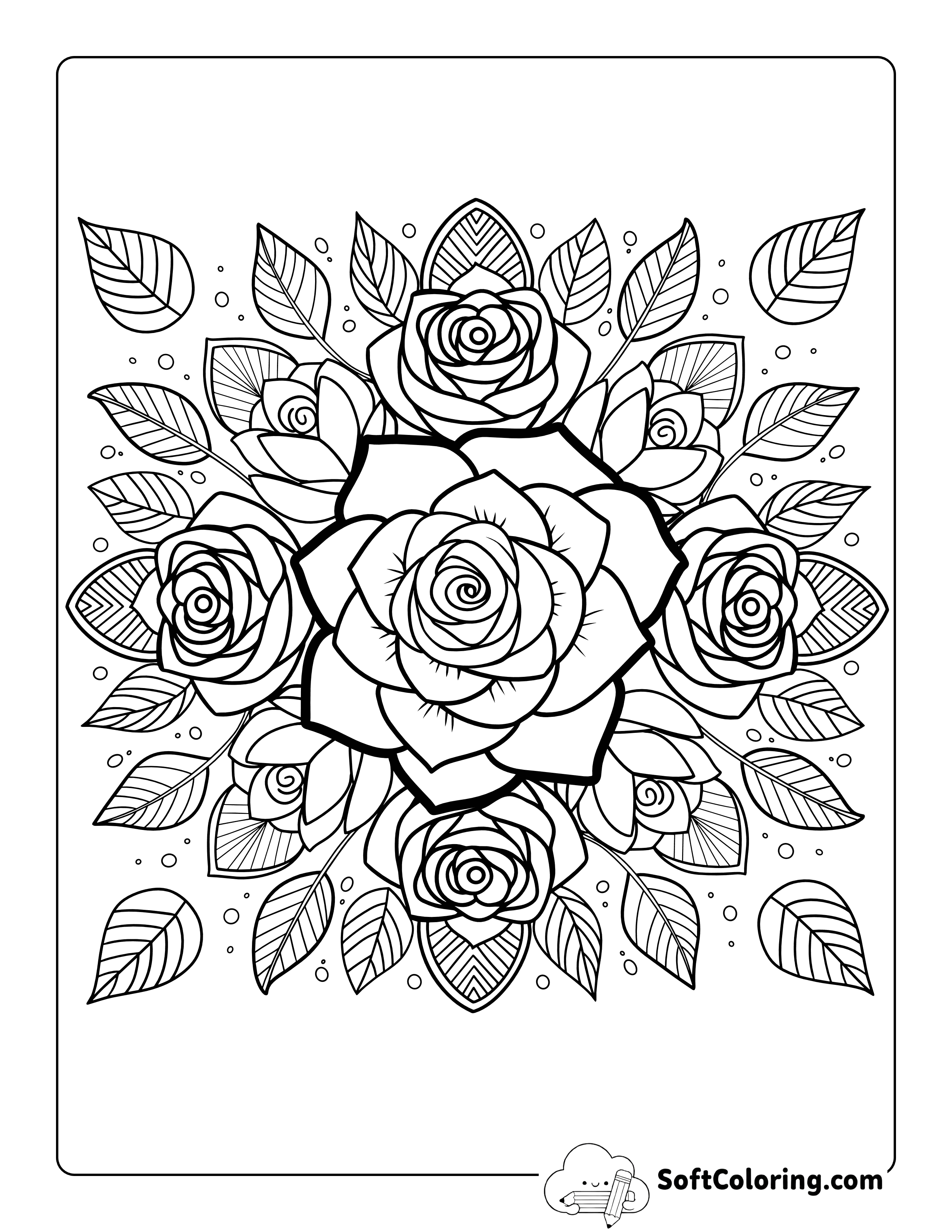 Rose Mandala Coloring Page