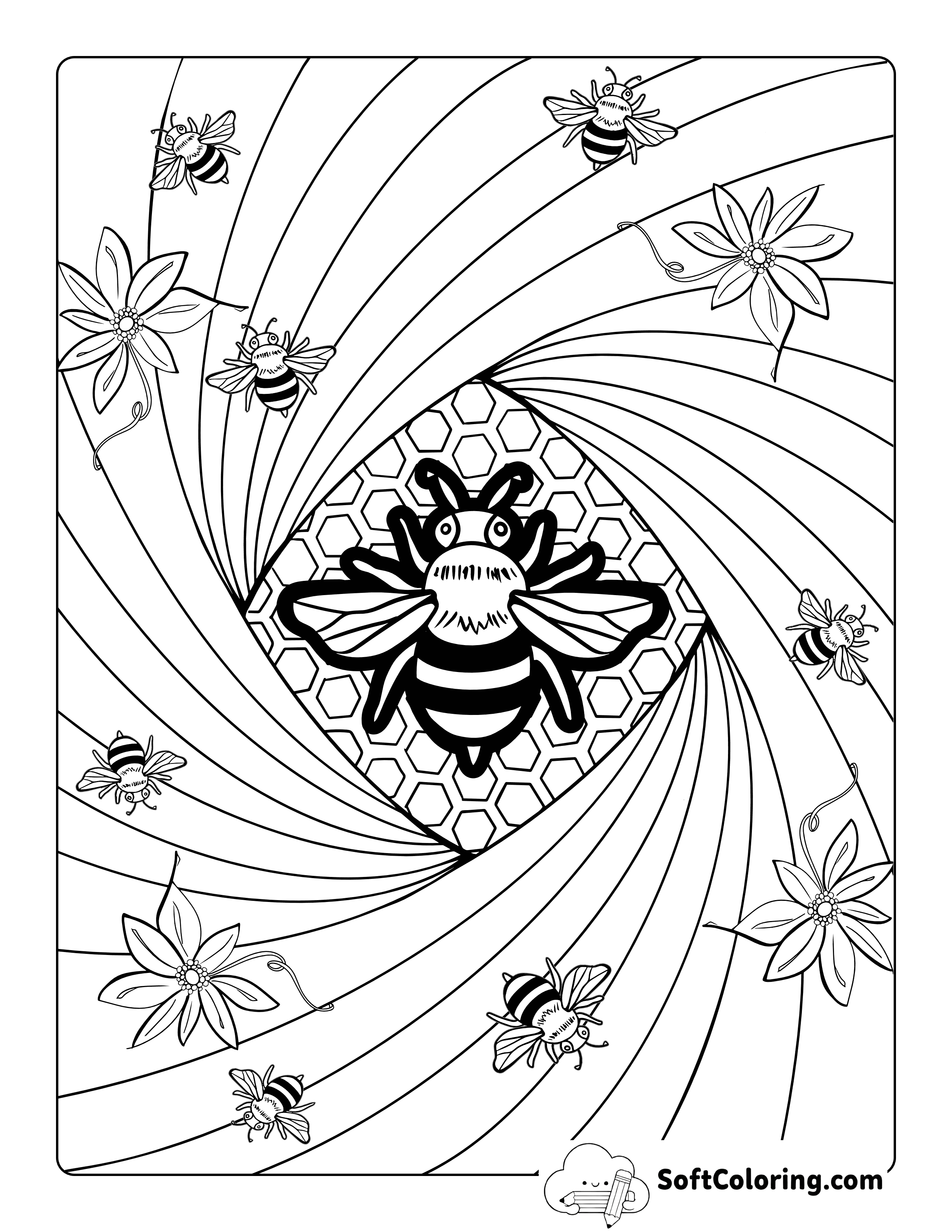 Spring Bee Printable Mandala