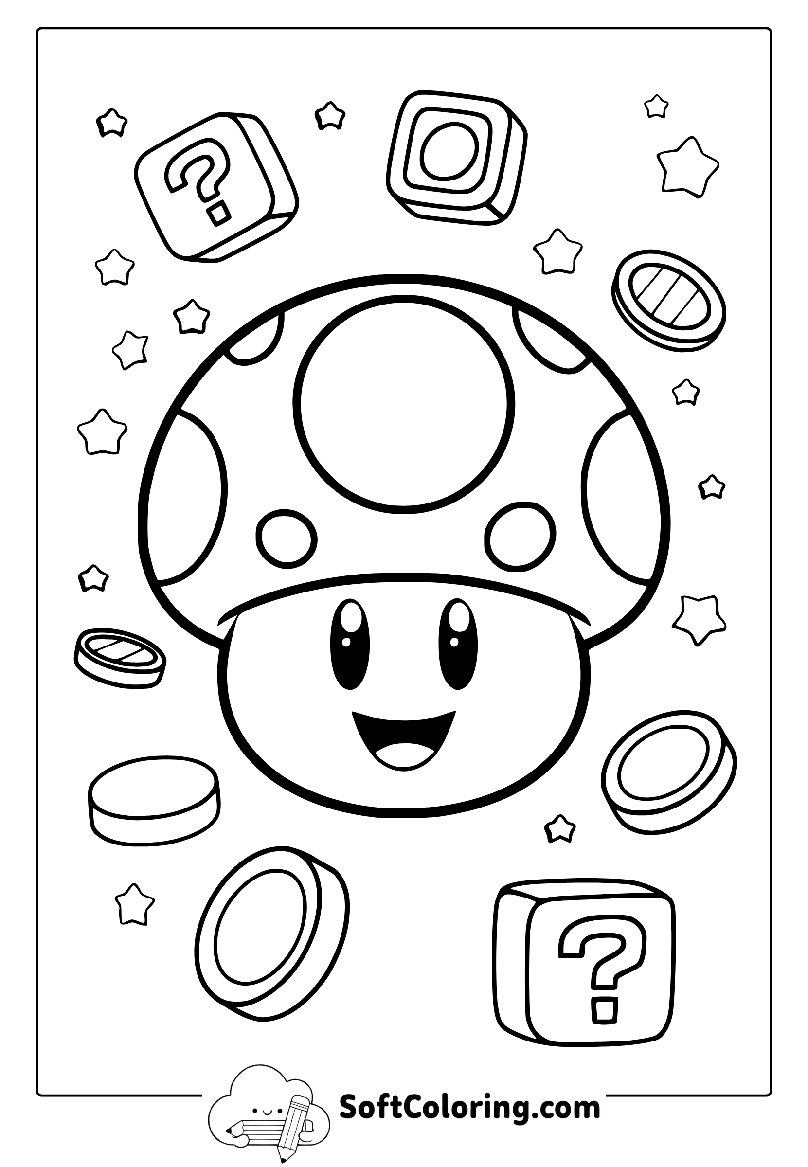 mario mushroom coloring page