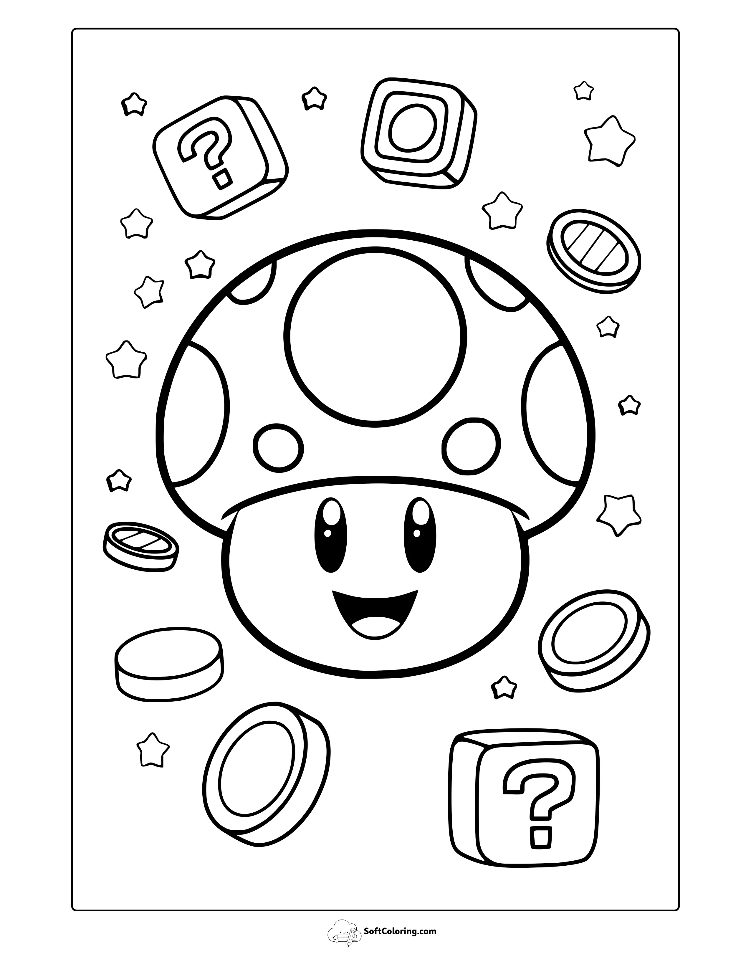 Mario Mushroom Coloring Page