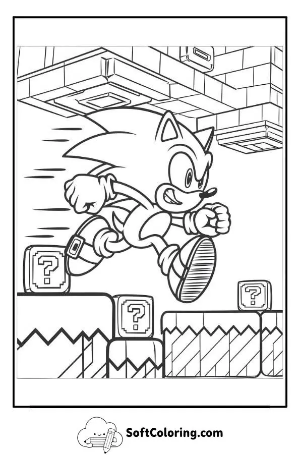 Sonic In Mario Universe Coloring Page