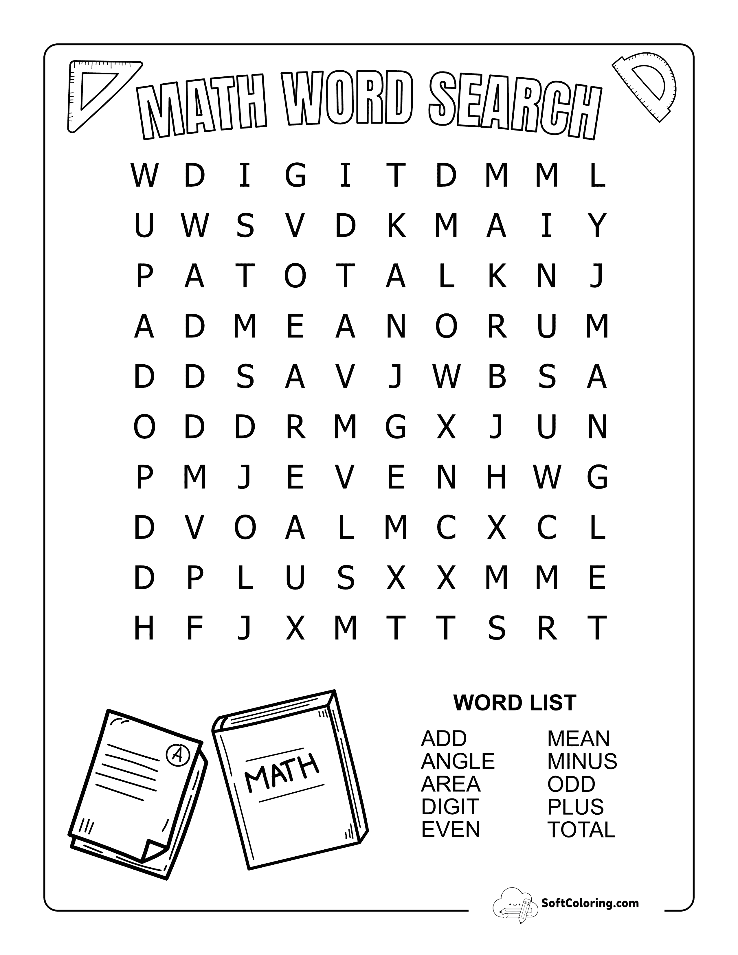 Easy Math Word Search