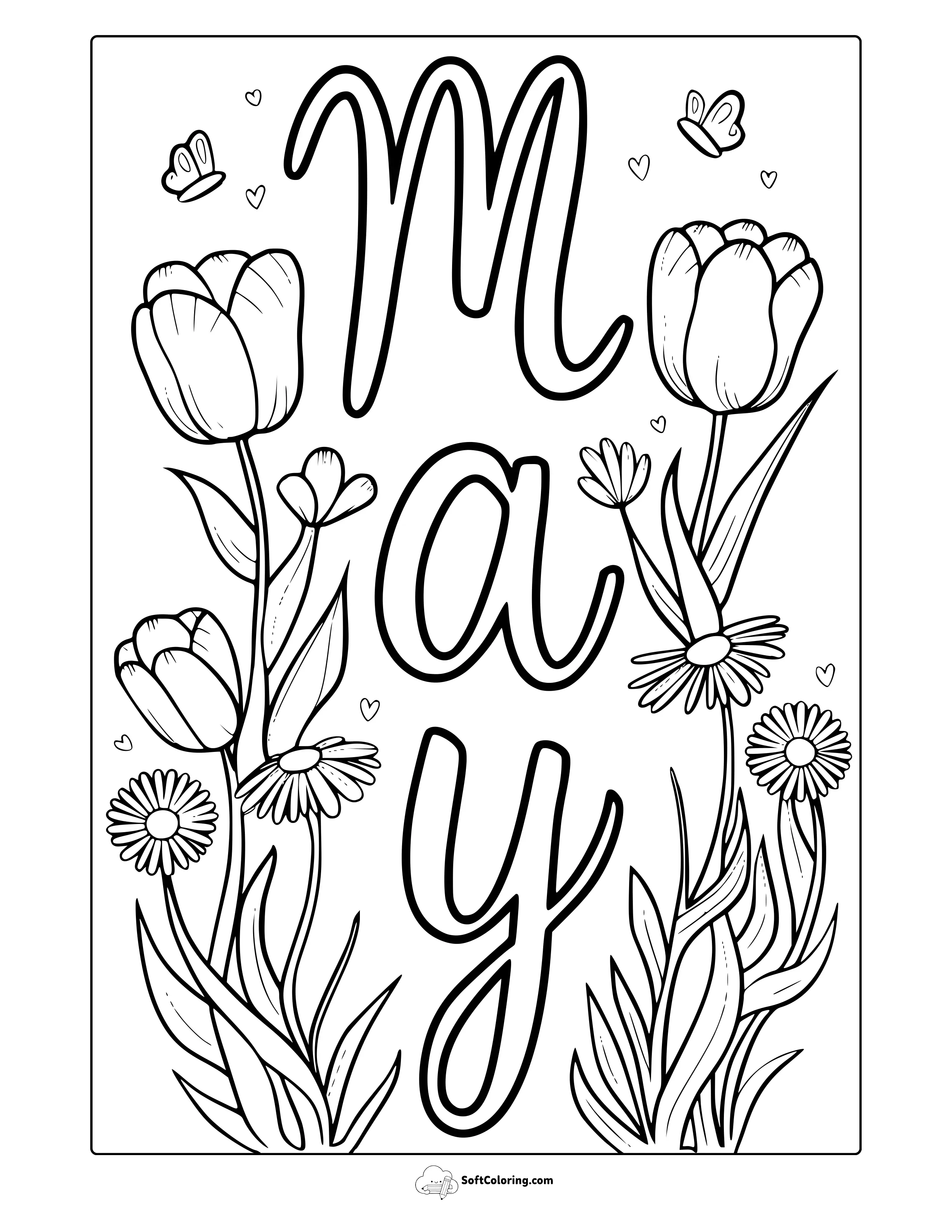 May Flowers Coloring Page