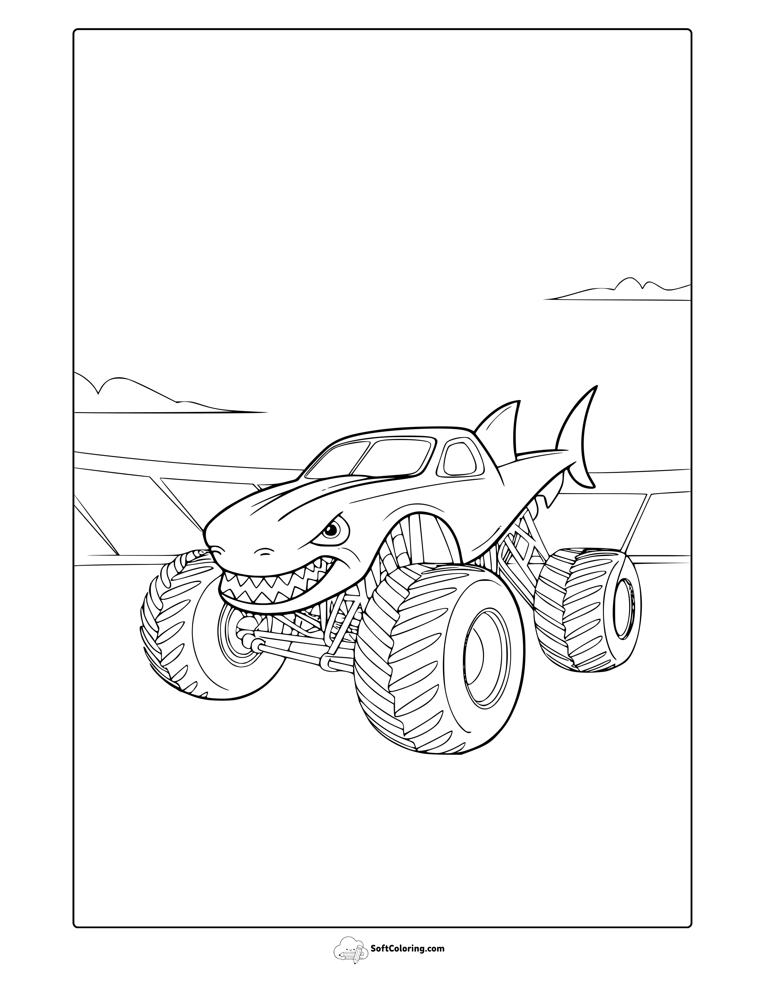 Megalodon Monster Truck Coloring Page