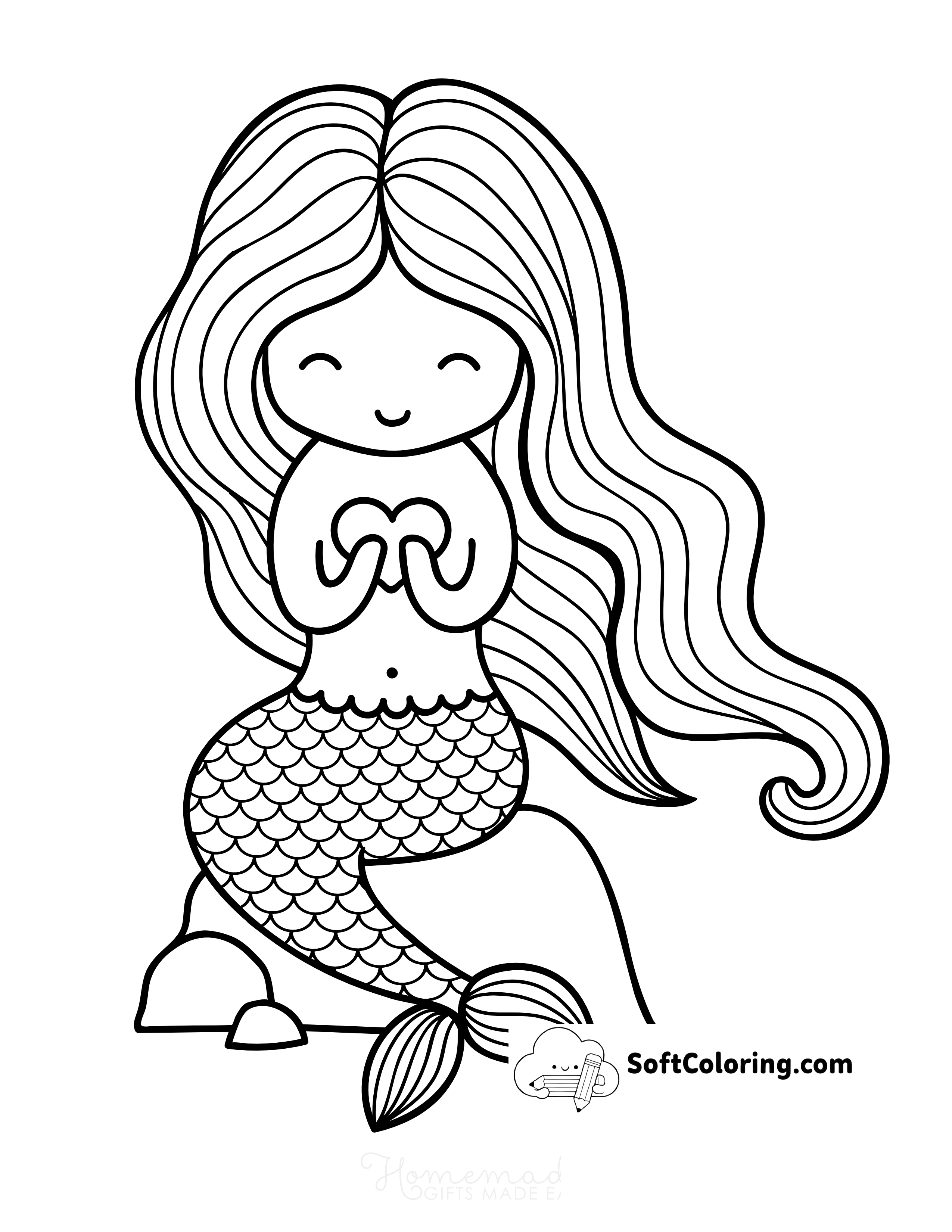 Cute Mermaid Coloring Sheet for Kids