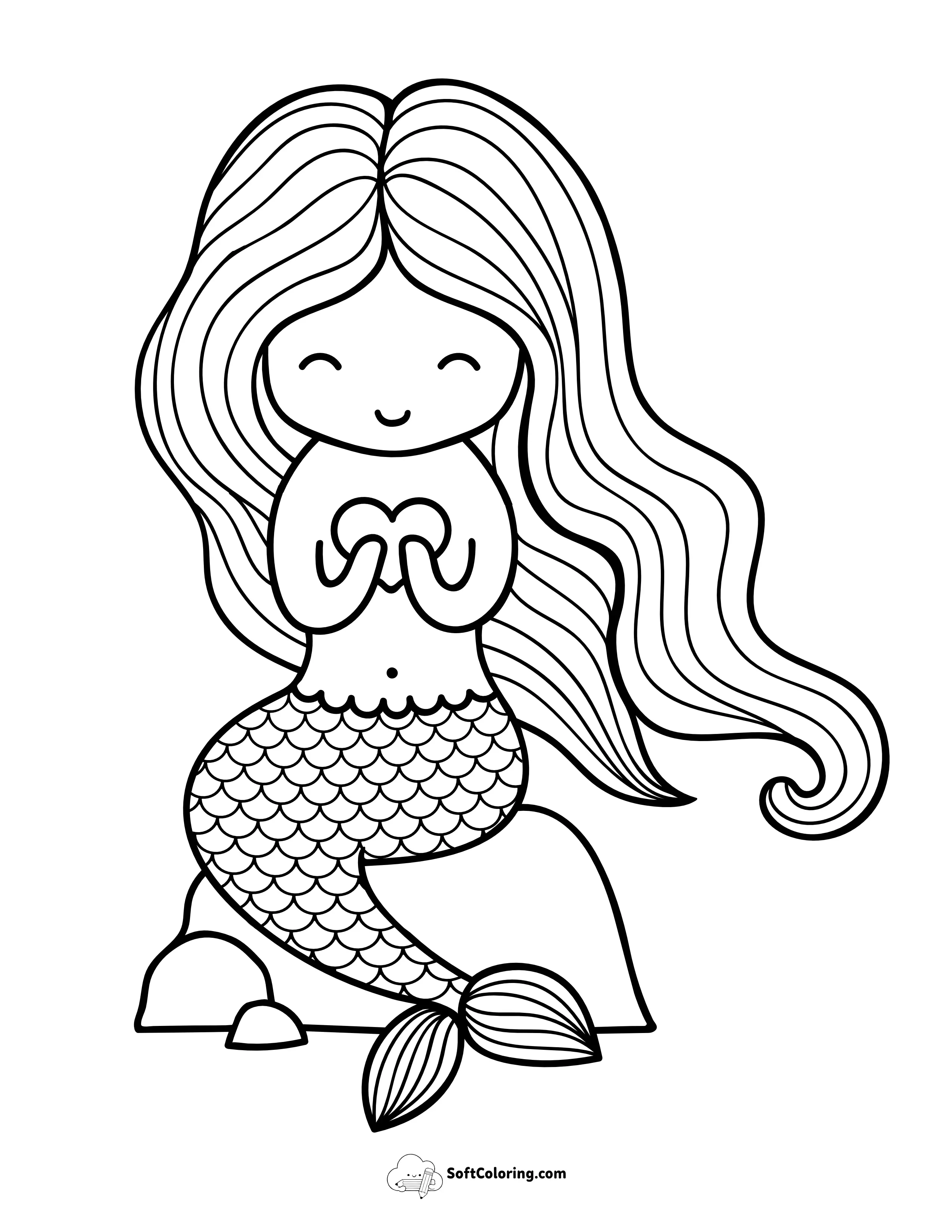 Cute Mermaid Coloring Sheet For Kids