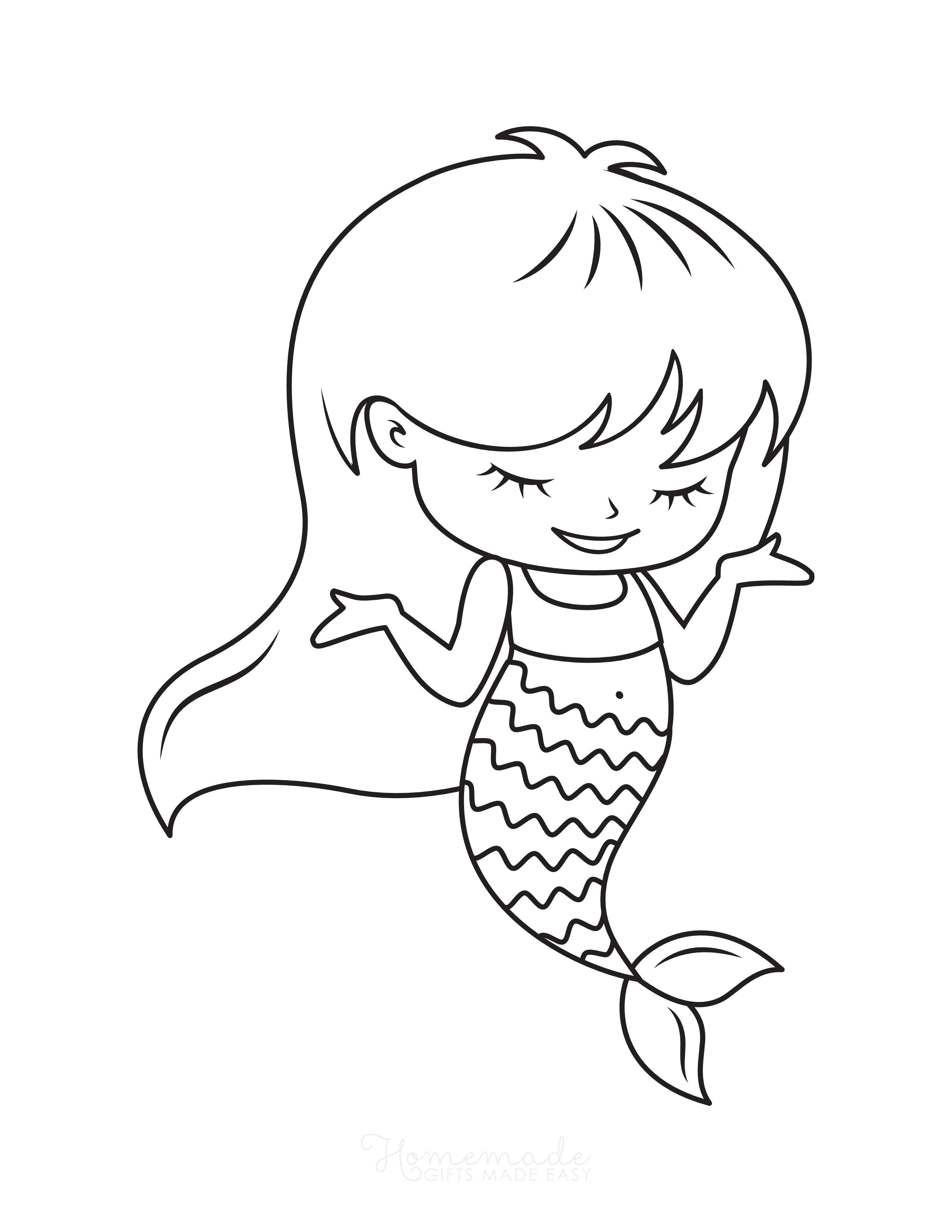 Cute Girl Mermaid Coloring Page