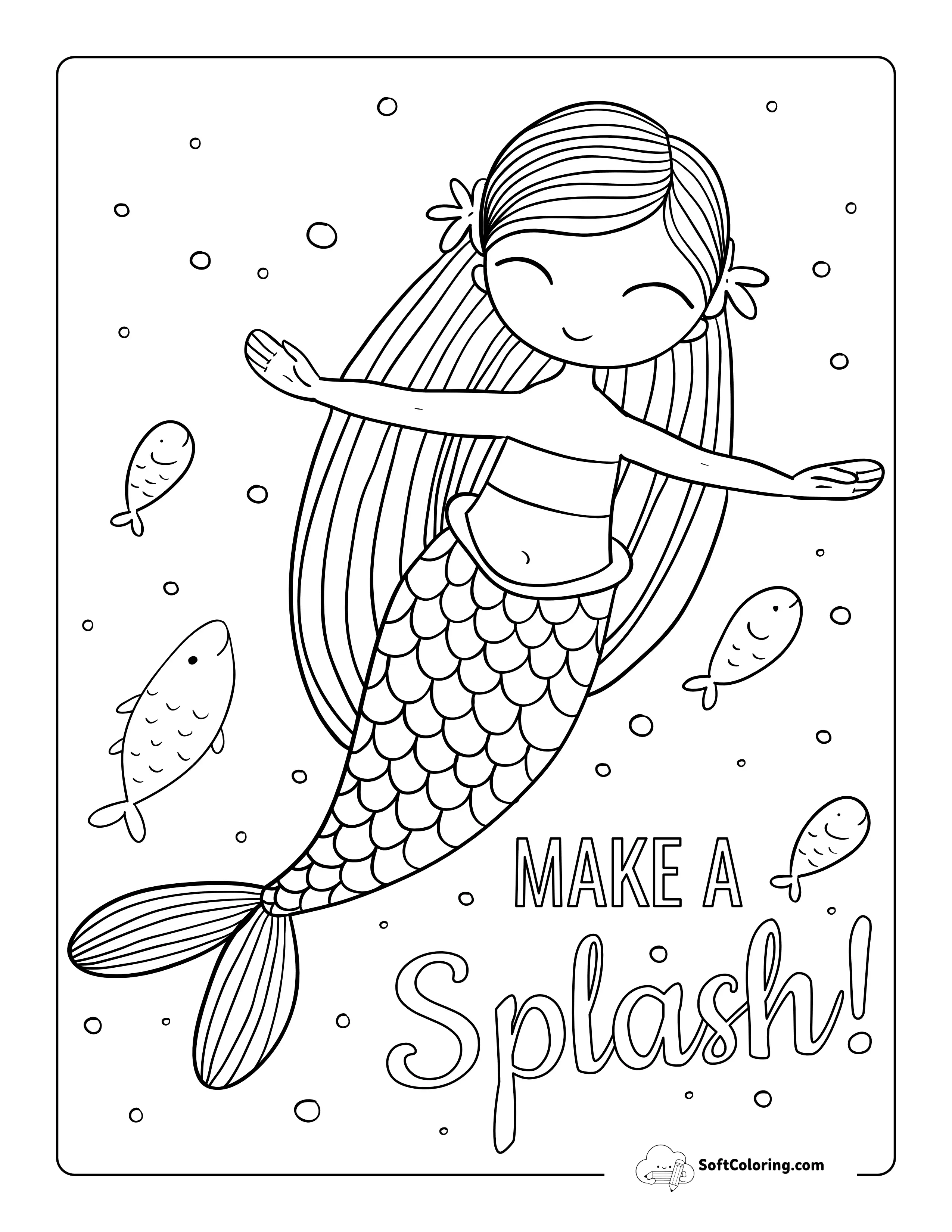 "Splash" Cute Mermaid Swimming Printable