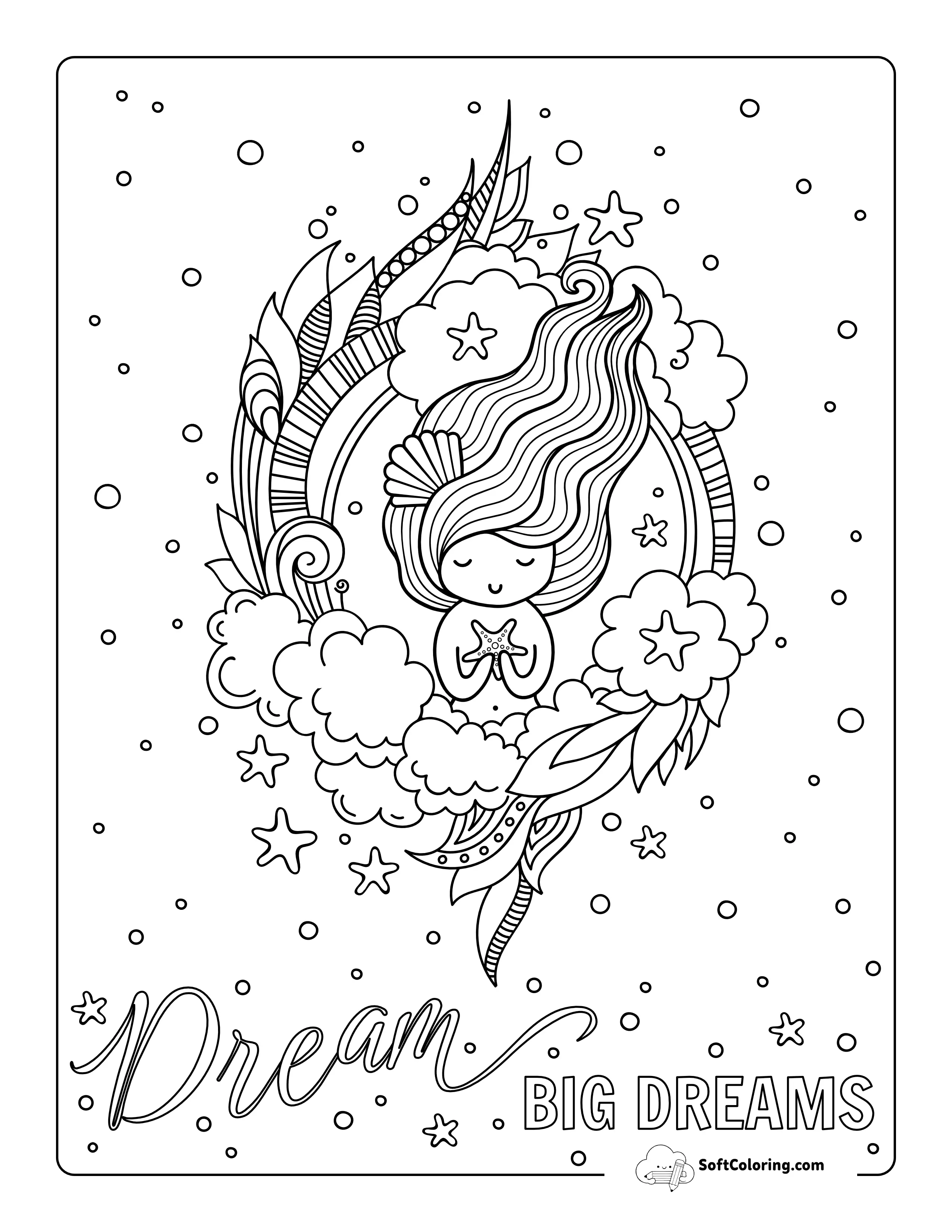 Mermaid With Starfish Coloring Sheet