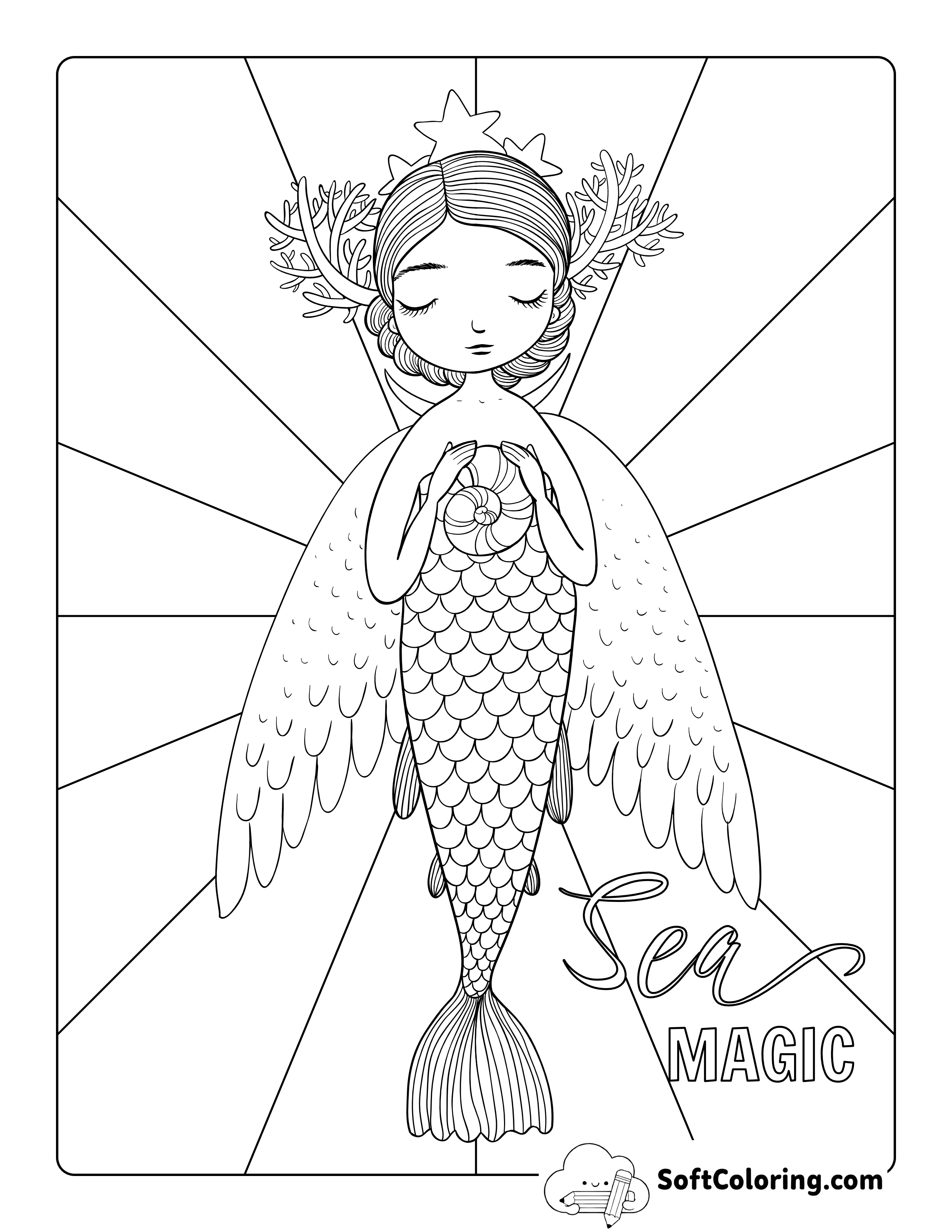 Fairy Mermaid Coloring Sheet