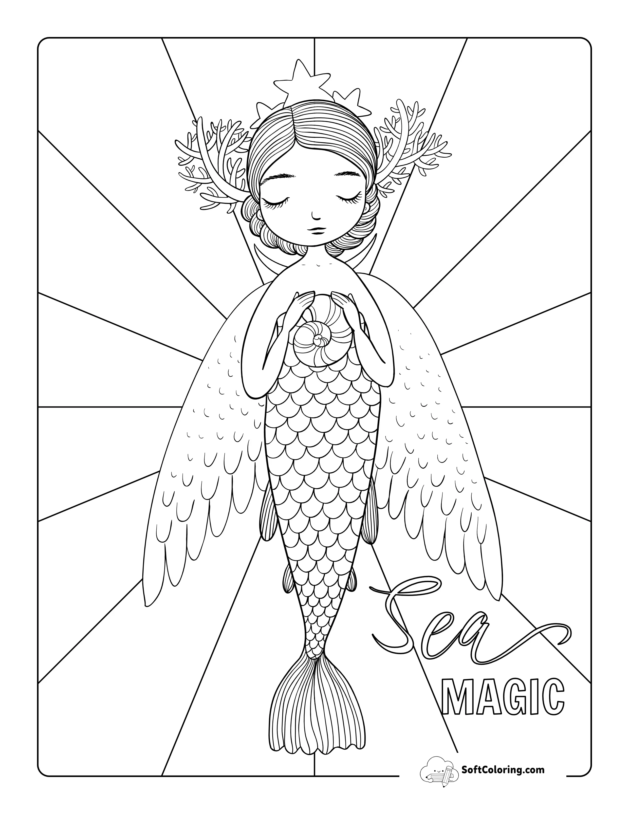 Fairy Mermaid Coloring Sheet