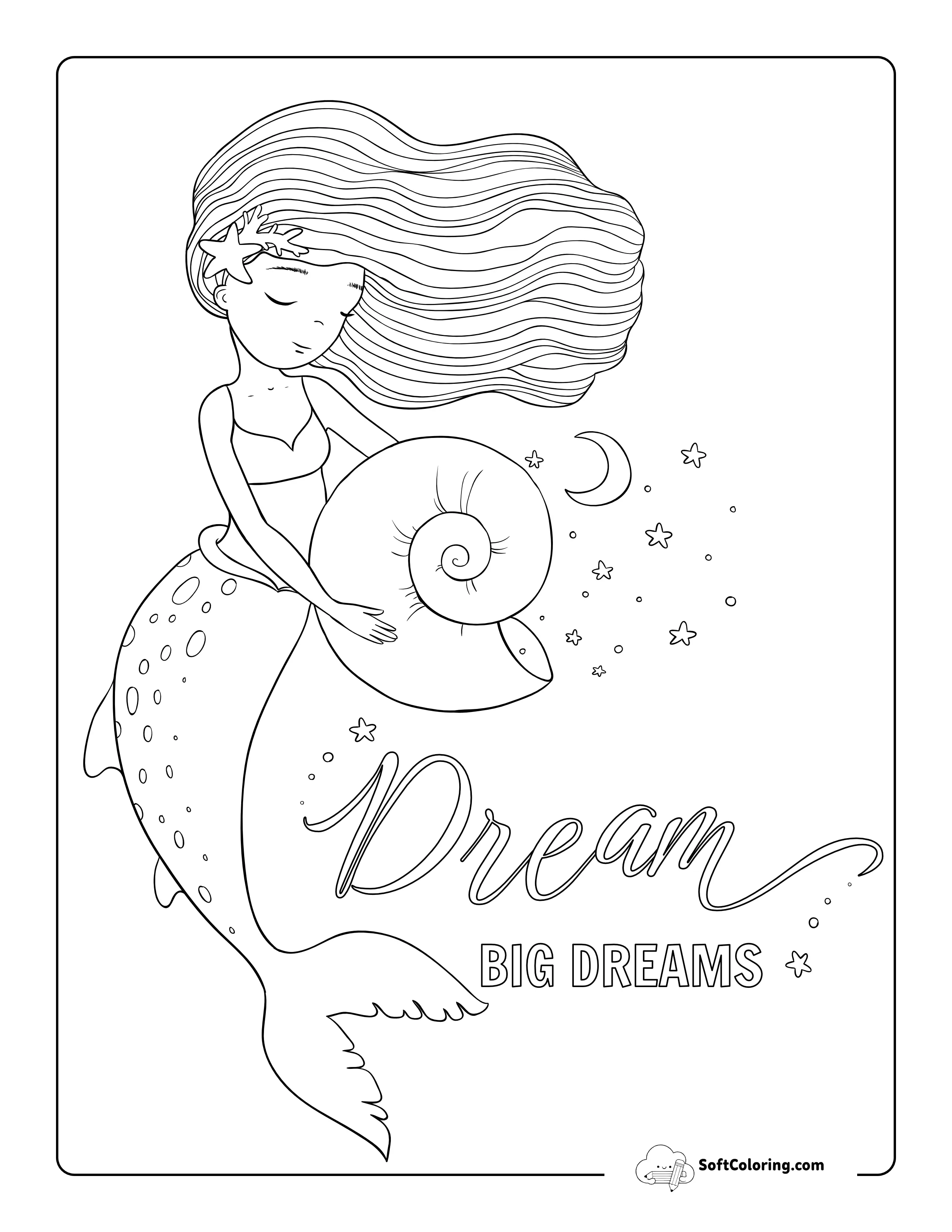 Beautiful Magical Mermaid Coloring Page
