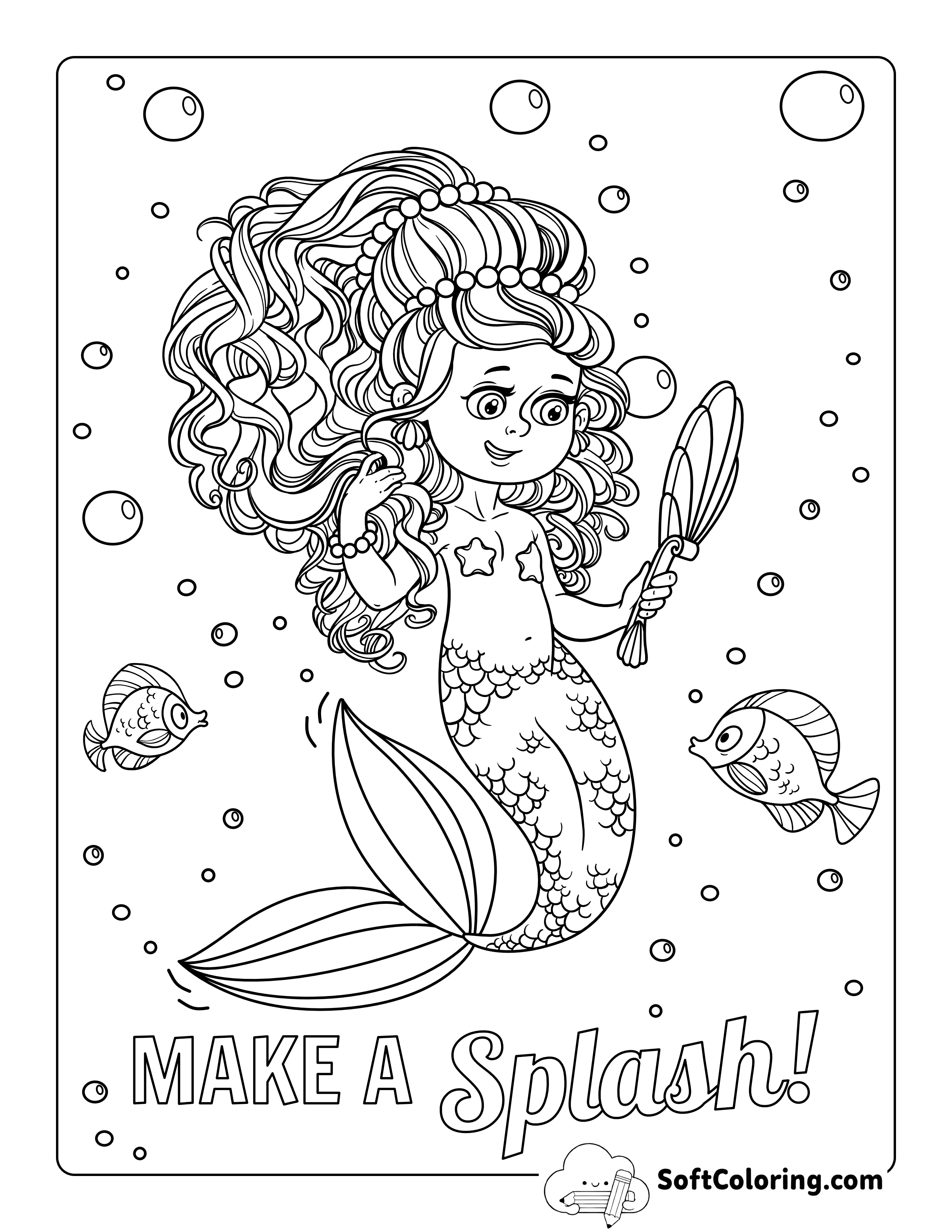 Detailed Mermaid Coloring Page