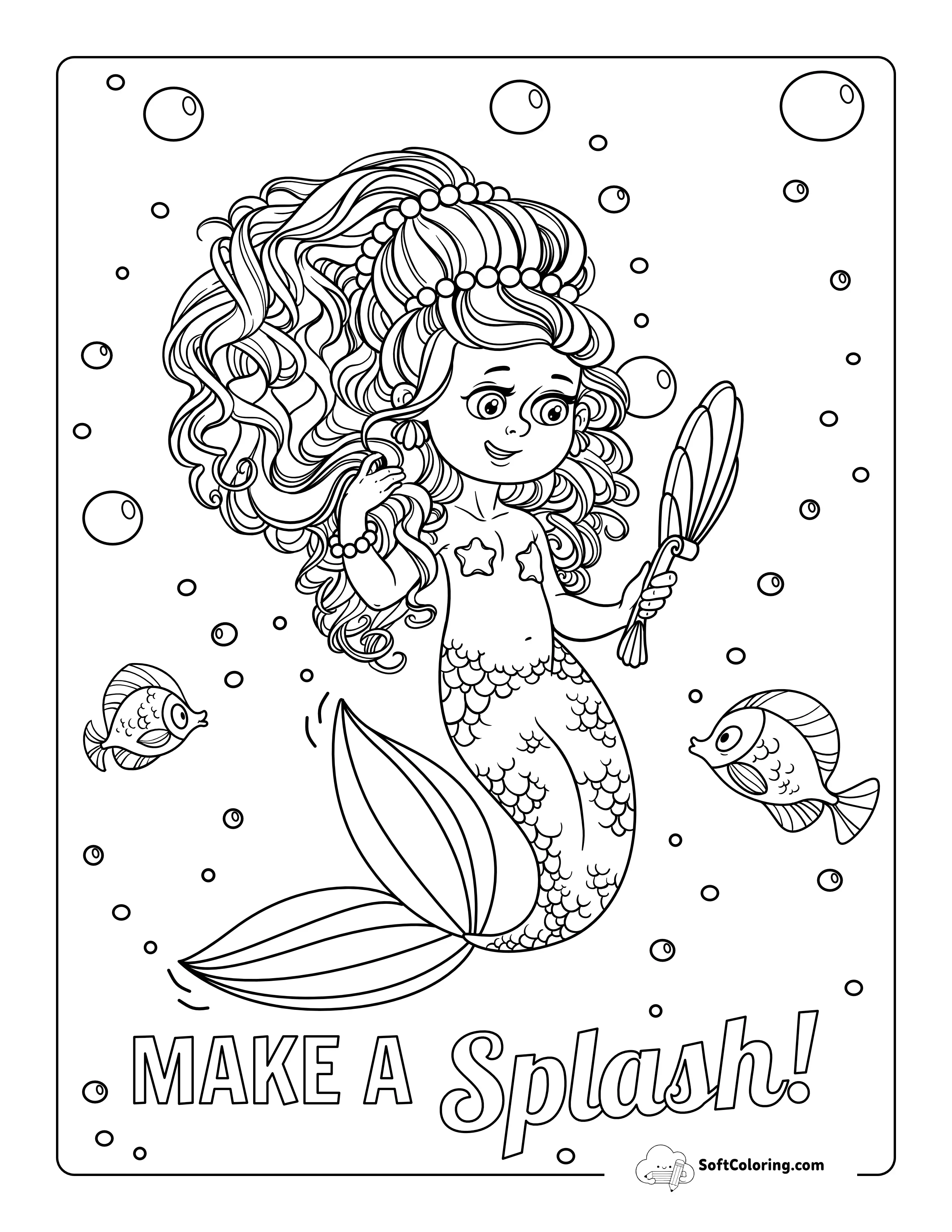 Detailed Mermaid Coloring Page