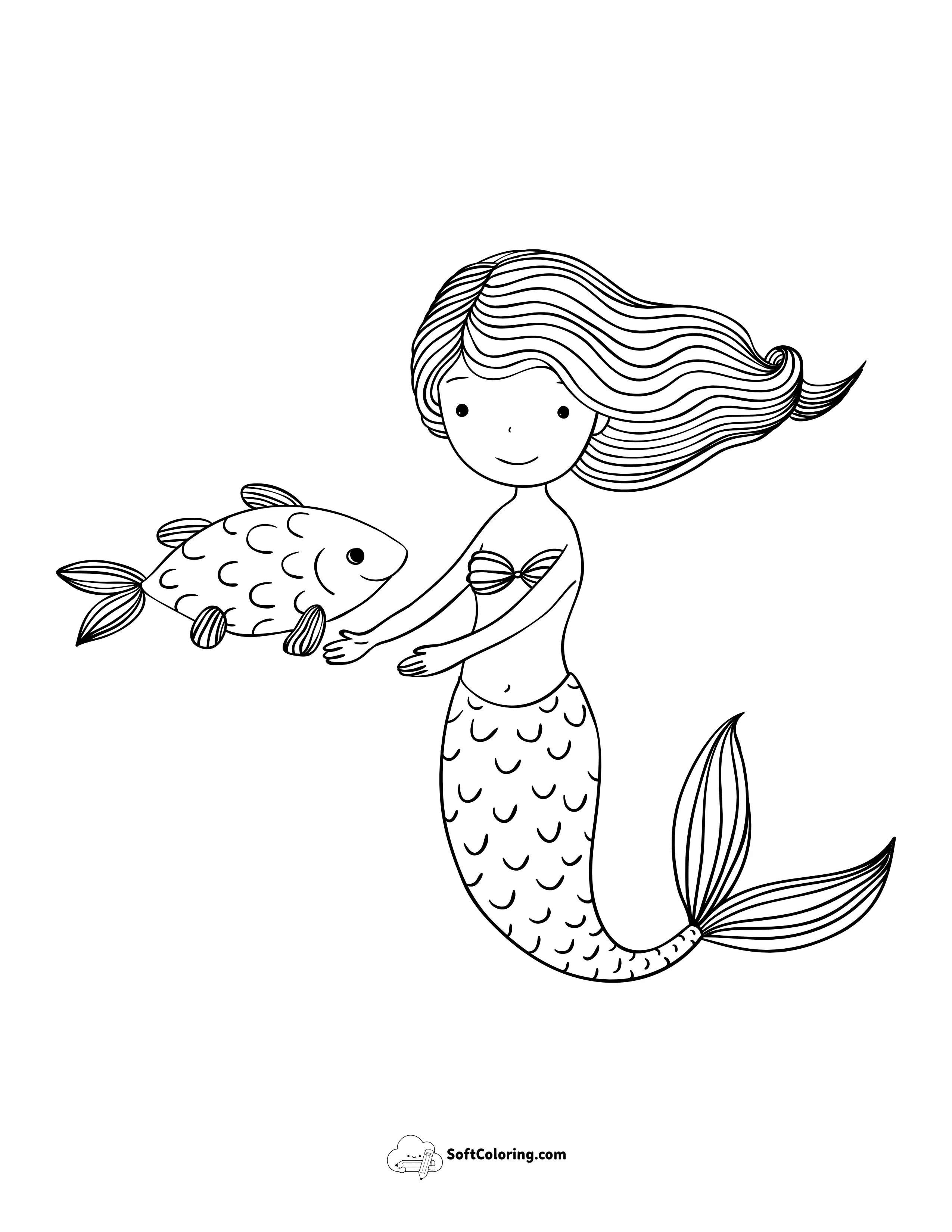 Mermaid With Fish Picture To Color