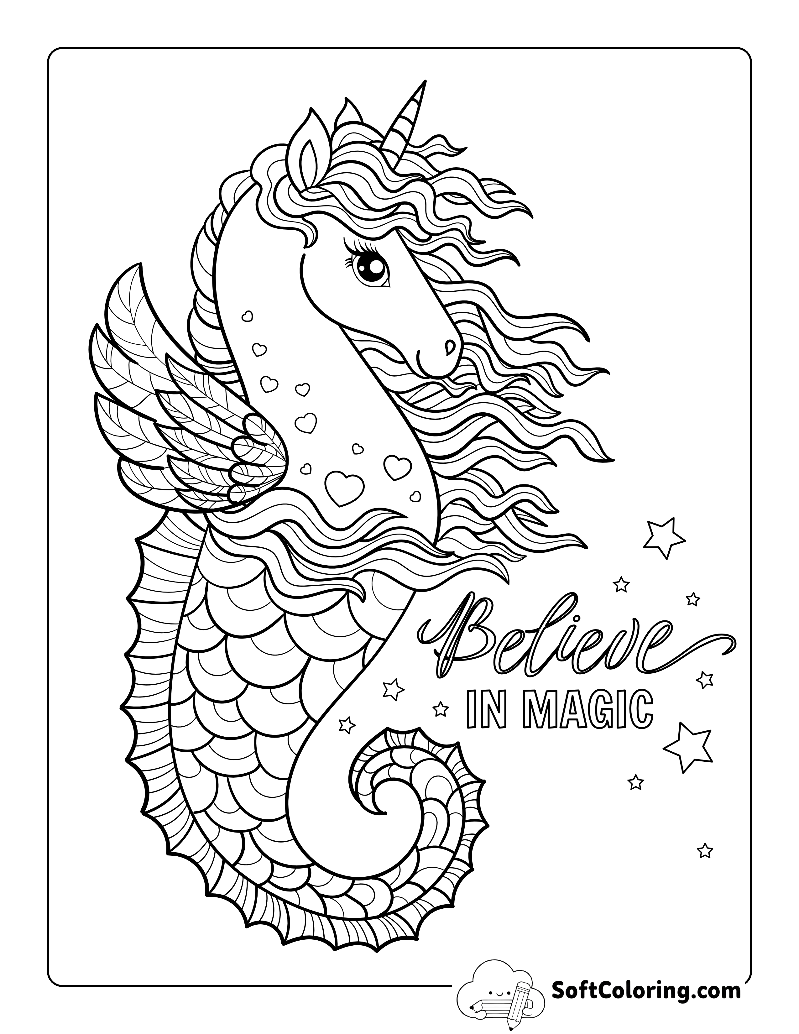 Magical Seahorse Coloring Sheet